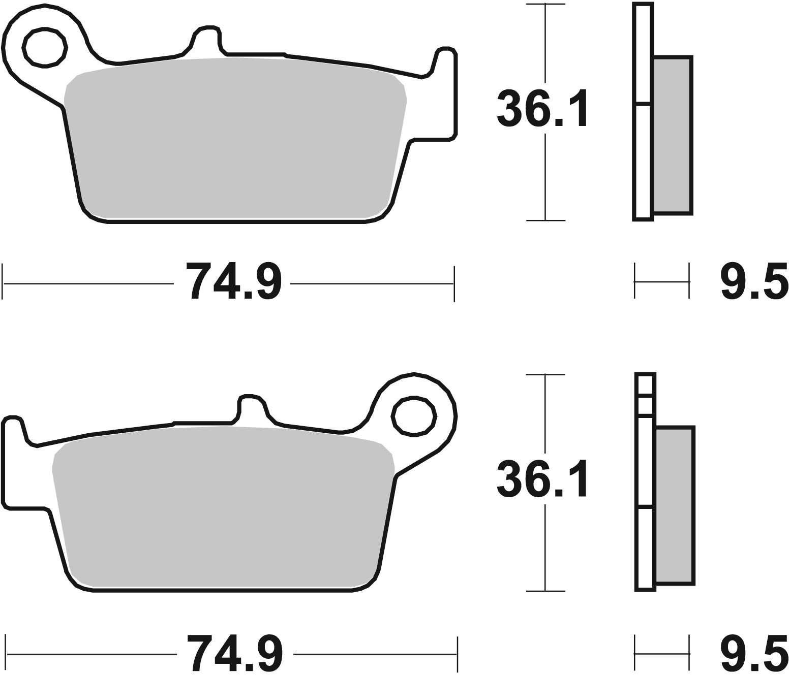 BREMBO sada brzdových destiček, kotoučová brzda AJP PR5 250 (SUPERMOTARD), (ENDURO) 09, BIMOTA BBX 508 12, GAS GAS EC 450FSE, 400FSE, 250, 450FSR, 300, 515FSR, 125, 200 00-19, FSE 450 03-10, FSR 450, 515 08-11, MC 250, 125 00-13, PAMPERA 400 06-09, HM CRE