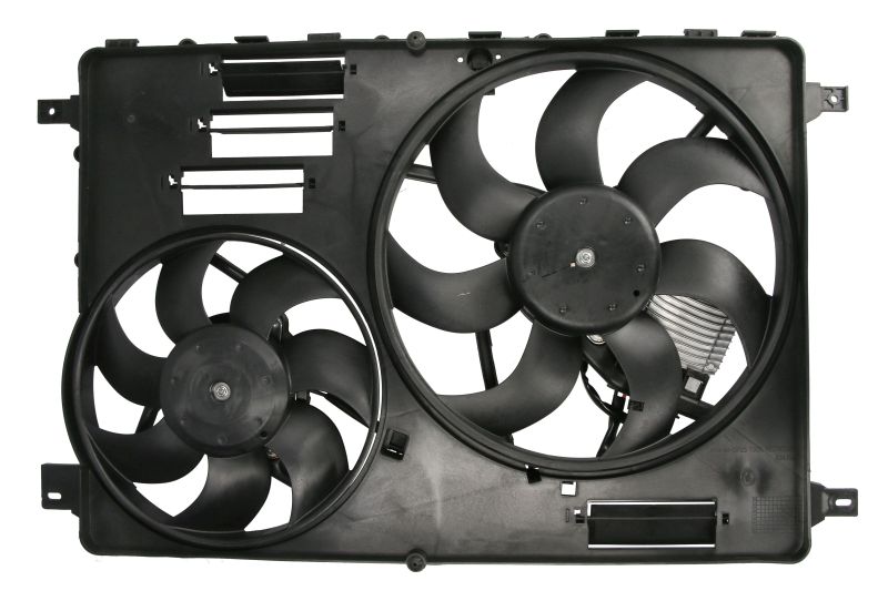Ventilator habitaclu - Ventilator radiator (cu carcasa, cu controler; dublu) potrivit VOLVO S60 II, S80 II, V60 I, V60 II, V70 II, V70 III, XC60 I, XC60 II, XC70 II 2.0-4.4 2005-2021