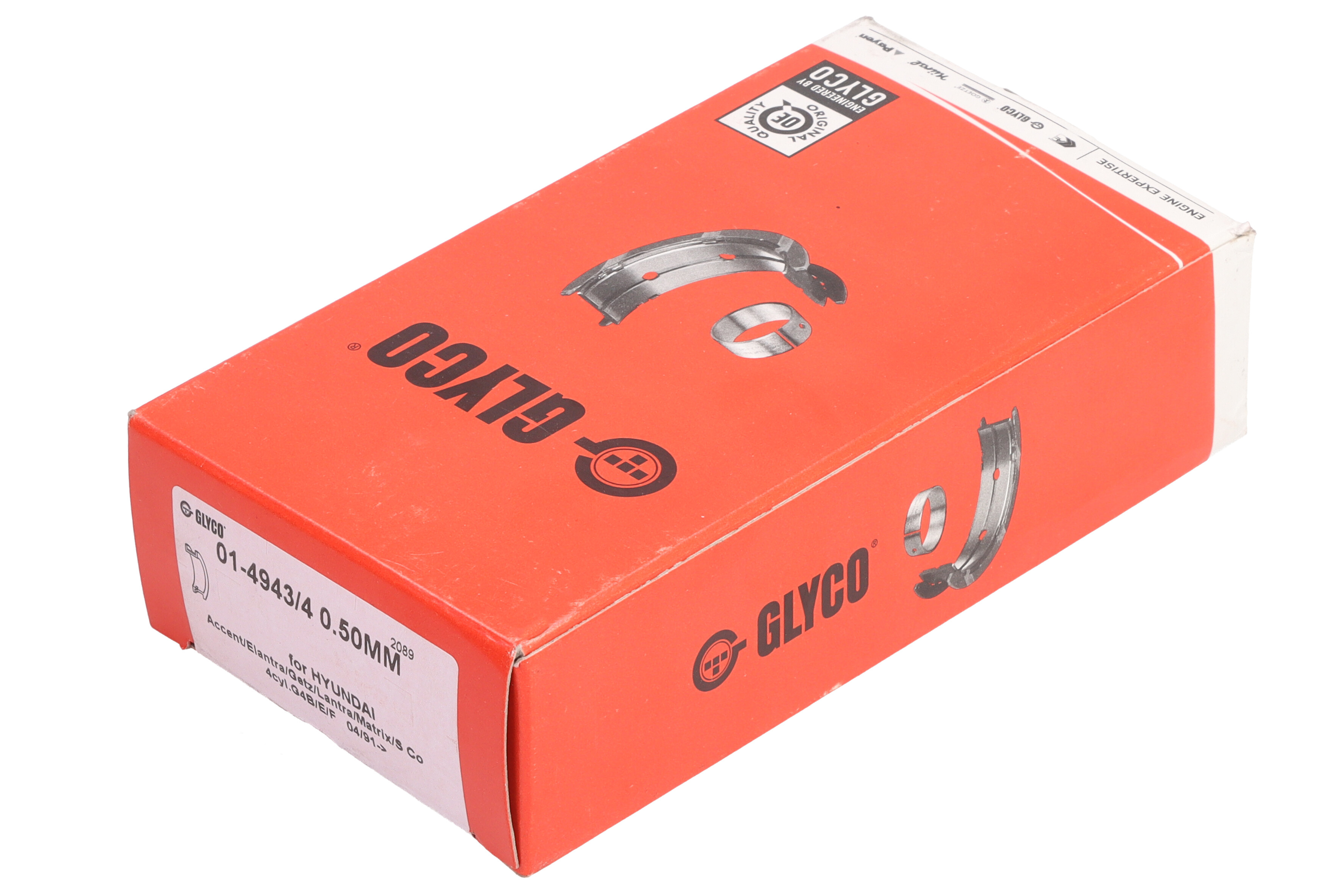 Вкладиші 0.50MM HYUNDAI 1.4-1.6 G4ER/GFFK/G4ED/G4EDG/G4EDL/G4BG/G4EH/G4EB/ GLYCO (01-4943/4 0.50MM) Glyco фото 3