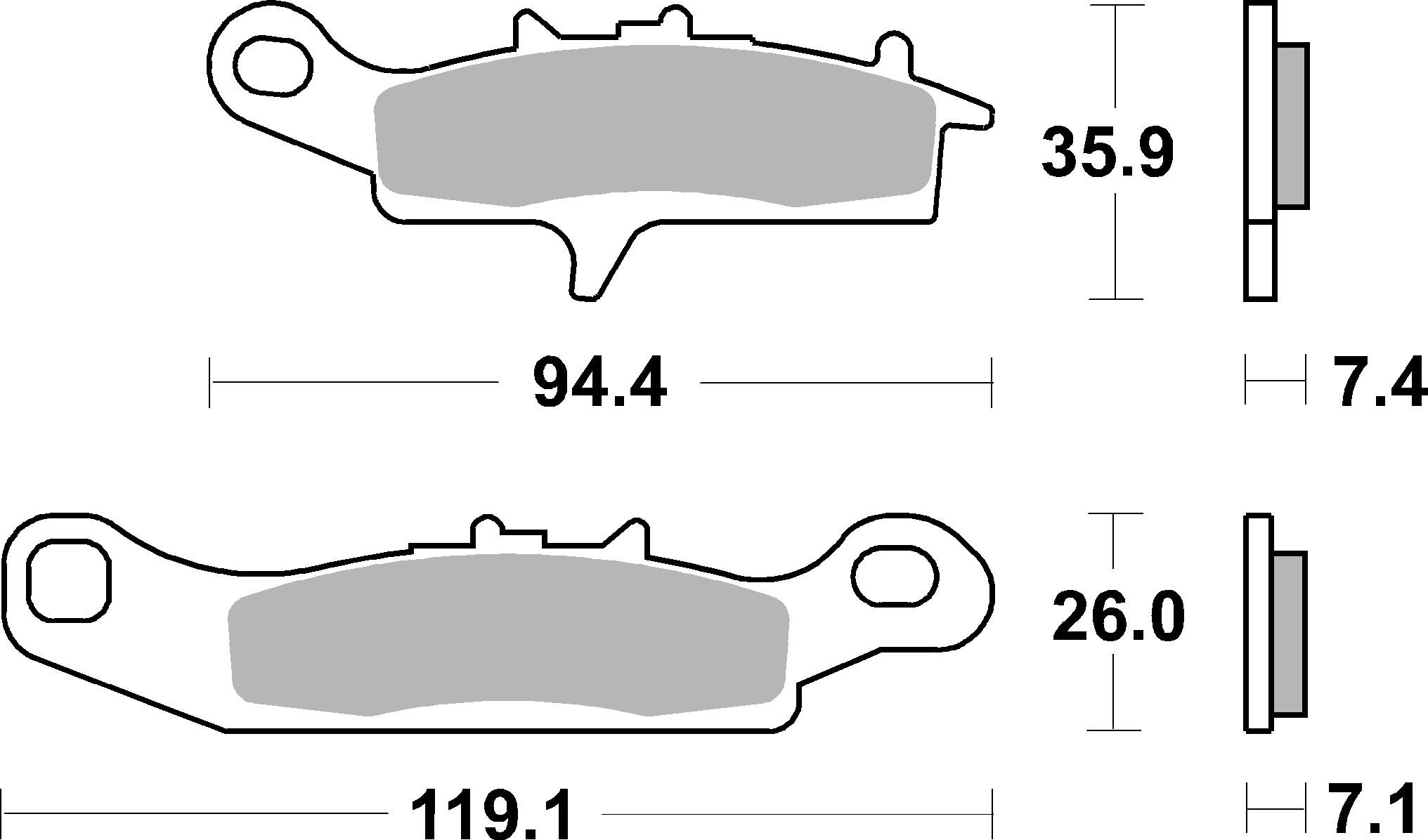 BREMBO sada brzdových destiček, kotoučová brzda KAWASAKI BRUTE 650 02-06, KFX 450R (KSF), 450R, 700 V-FORCE, 700 (KSV) 2X4, 700 (KSV) 04-14, KVF 700 (PRAIRIE GR.HD), 650 (HARDWGREEN HD), 650 (BRUTE FORCE), 650 (BRUTE FORCE 4WD), 650 (PRAIRIE AD.CL.), 700