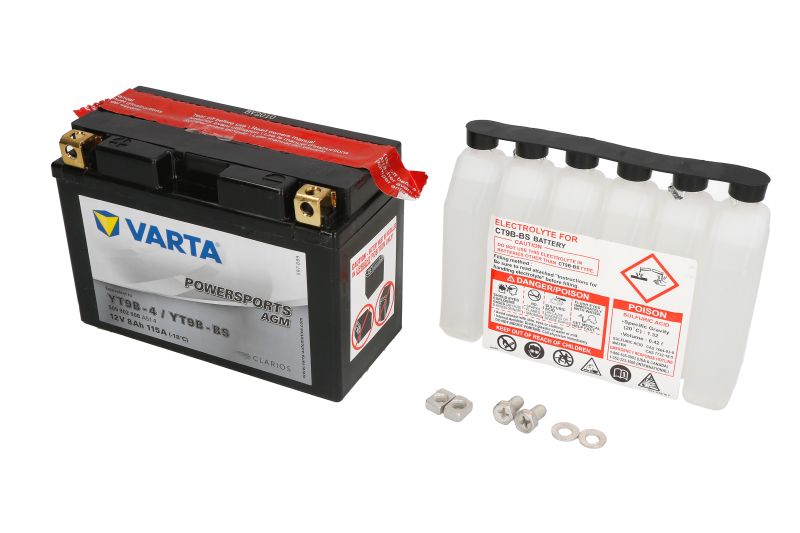 VARTA starting battery AEON COBRA 125RS, 180RS II, 180RS 02-08, OVERLAND 180 02-09, APRILIA AF1 125 (SINTESI), (SPORT PRO) 88-93, LEONARDO 150 98-00, MOJITO 125 (CUSTOM) 02, PEGASO 125 93-95, RS 125 92-09, RX 125 91-92, RED 125 91-96, SR 125 (RACING) 00-0