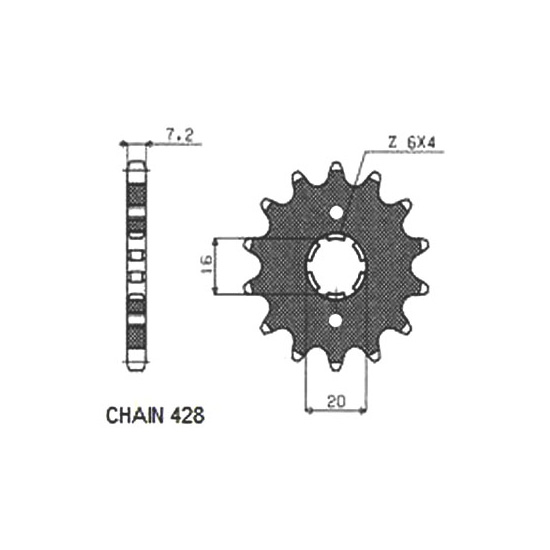 Levně SUNSTAR řetězové kolečko KAWASAKI ELIMINATOR 125 97, KDX 125 90-94, KMX 200, 125 88-03, YAMAHA XT 125 X, R 08-10