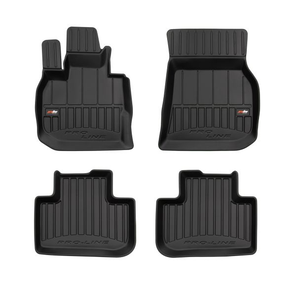 Set Covorase Auto Si Tavita Portbagaj BMW Seria X3 (G01, F97, G08) din 2017-2020, Cauciuc, Protectie Porbagaj, 4x Stickere auto cu BMW