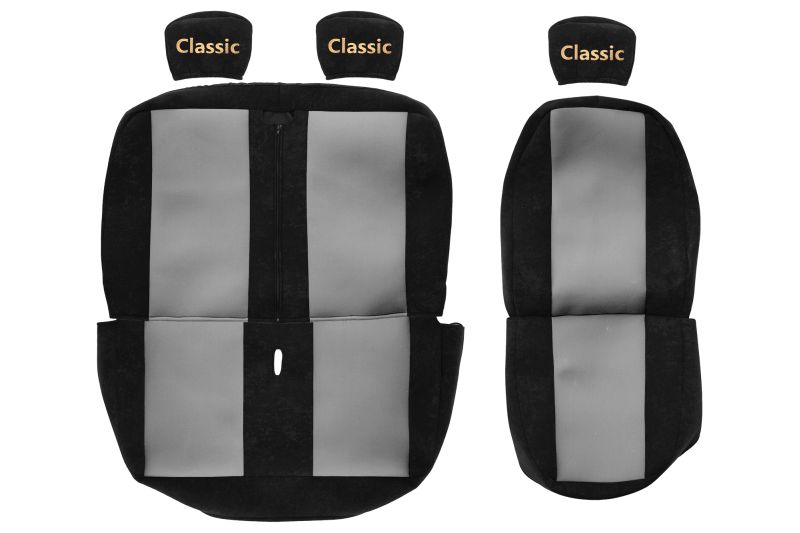 Set Huse Scaune Camion Tir VW TRANSPORTER T5 Platform/Chassis (7JD, 7JE, 7JL, 7JY, 7JZ, 7F din 2003-2015, Auto, Model CLASSIC, Culoare Rosu, 4x Stickere auto cu VW