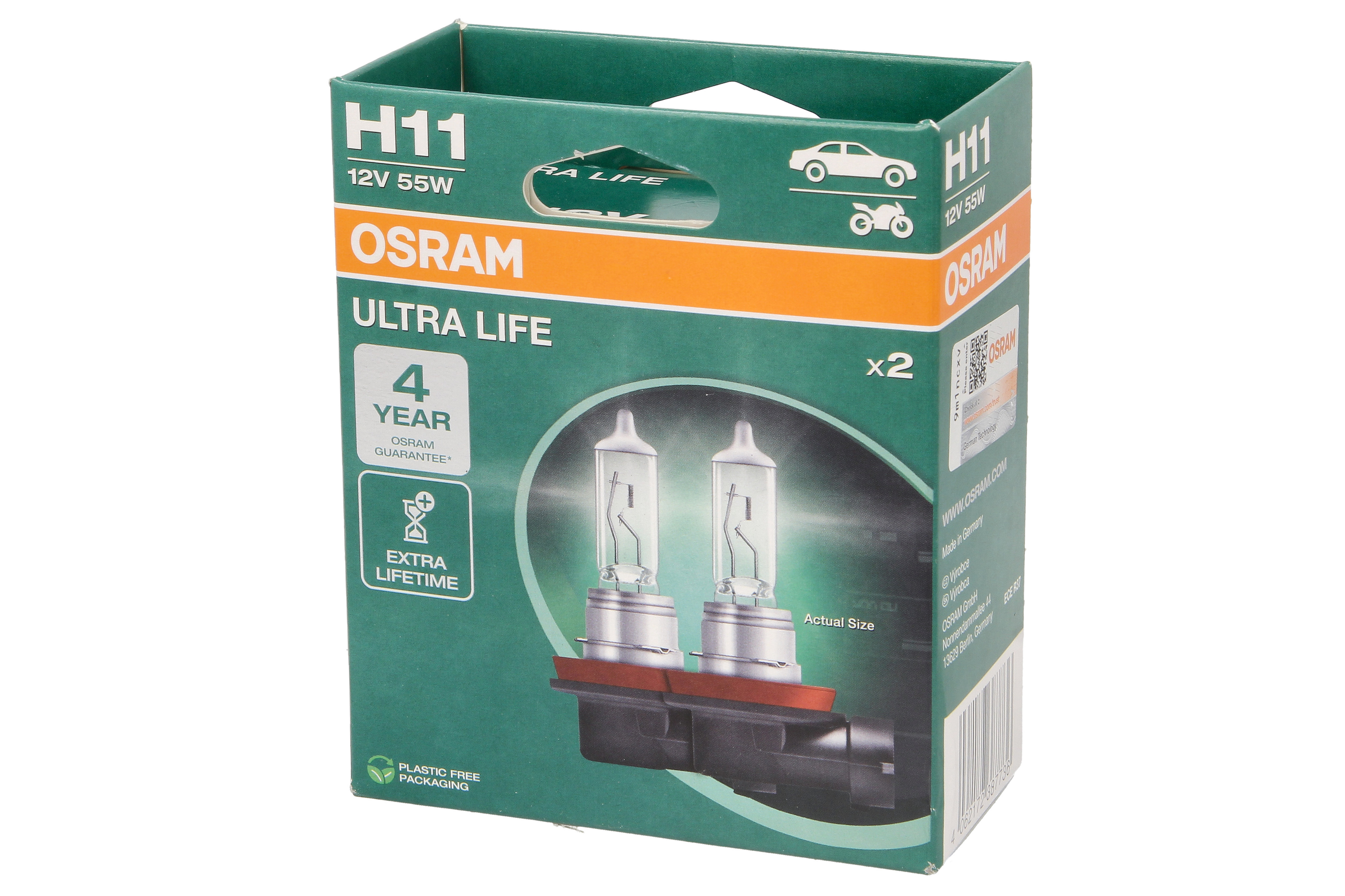 Автолампа галогенова 55W H11 12V 55W PGJ19-2 / ULTRA LIFE - В 4 РАЗИ ЗБІЛЬШЕНО СТРОК СЛУЖБ OSRAM (64211ULT-2HB) osram фото 4