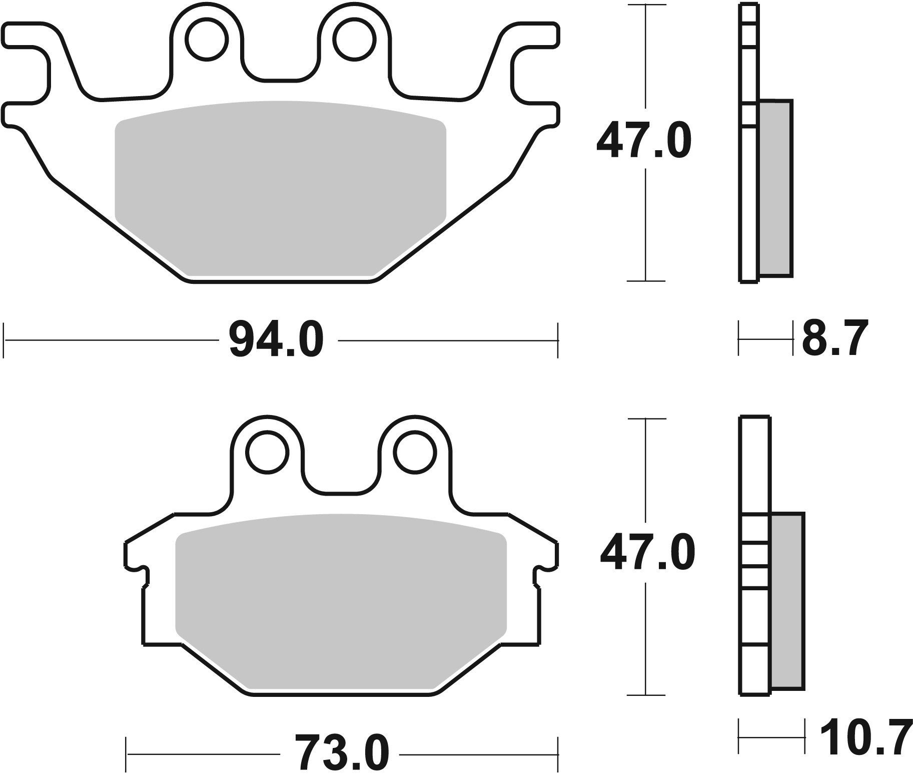 BREMBO sada brzdových destiček, kotoučová brzda ADLY 320 320 S, U 07, ATV 300 (SPORT) 07 (MCB760LF)
