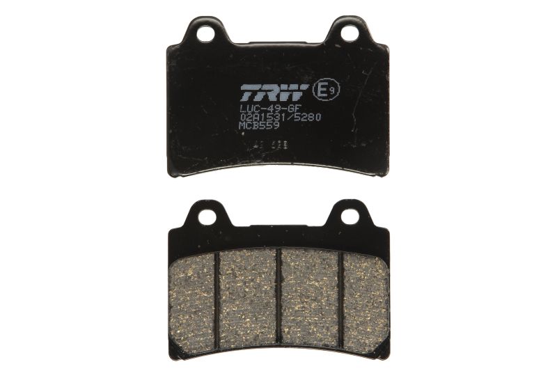 TRW MOTO sada brzdových destiček, kotoučová brzda YAMAHA FJ 1200 88-97, SRX 600 87-89, TDM 850 91-95, TDR 250 88-89, XV 1600A (ROAD STAR), 1600A (WILD STAR), 1600 (ROAD STAR), 1700 (ROAD STAR WARRIOR) 99-05, XVZ 1300 (ROYAL STAR), TF (ROY.STAR VENTURE), C