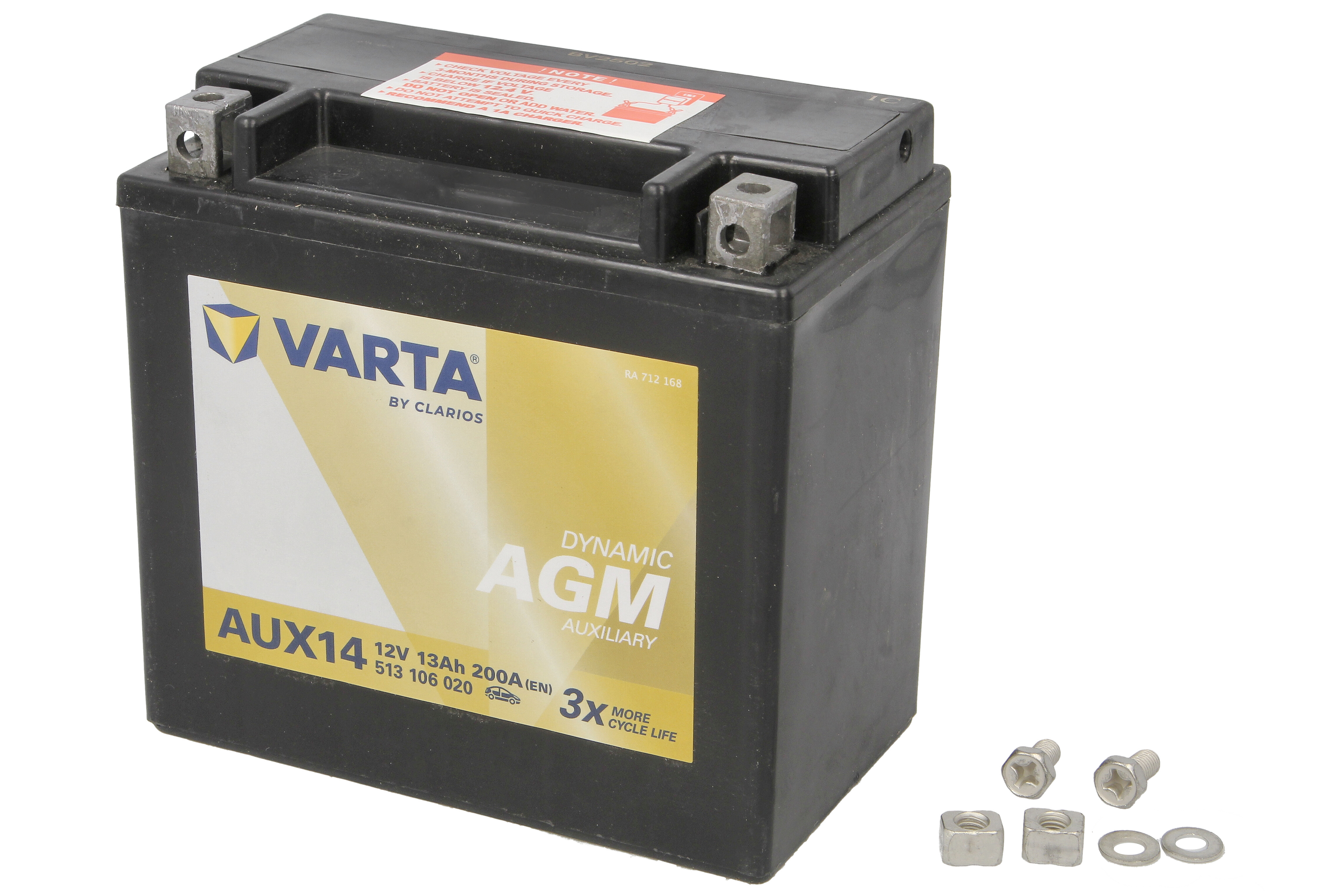 Акумулятор VARTA 12В 13Агод./200А AGM, AUXILIARY (L+ стандартні клеми) 150x87x146 B00 - без монтажного фланця (додатковий)