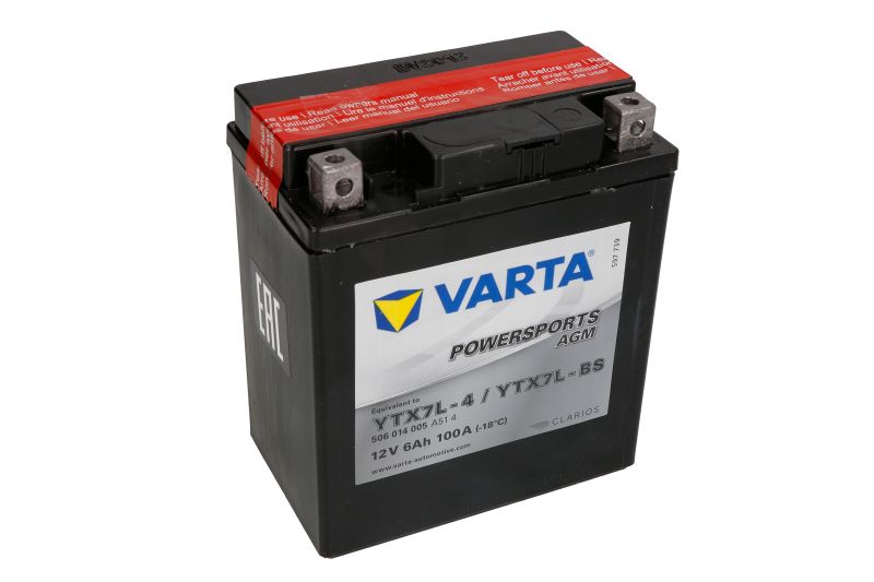 VARTA startovací baterie APRILIA COMPAY 125 AC CUSTOM 09-10, MOJITO 125 (CUSTOM), 150 04-10, RS4 125 11-17, SR 125 (RACING), 150 2T, 125 99-02, BIMOTA SB 1100 (6), HONDA CA 125 REBEL 95-01, CB 600S F2 (HORNET S), 250 (NIGHT HAWK), 600F (HORNET), 250 (TWO-