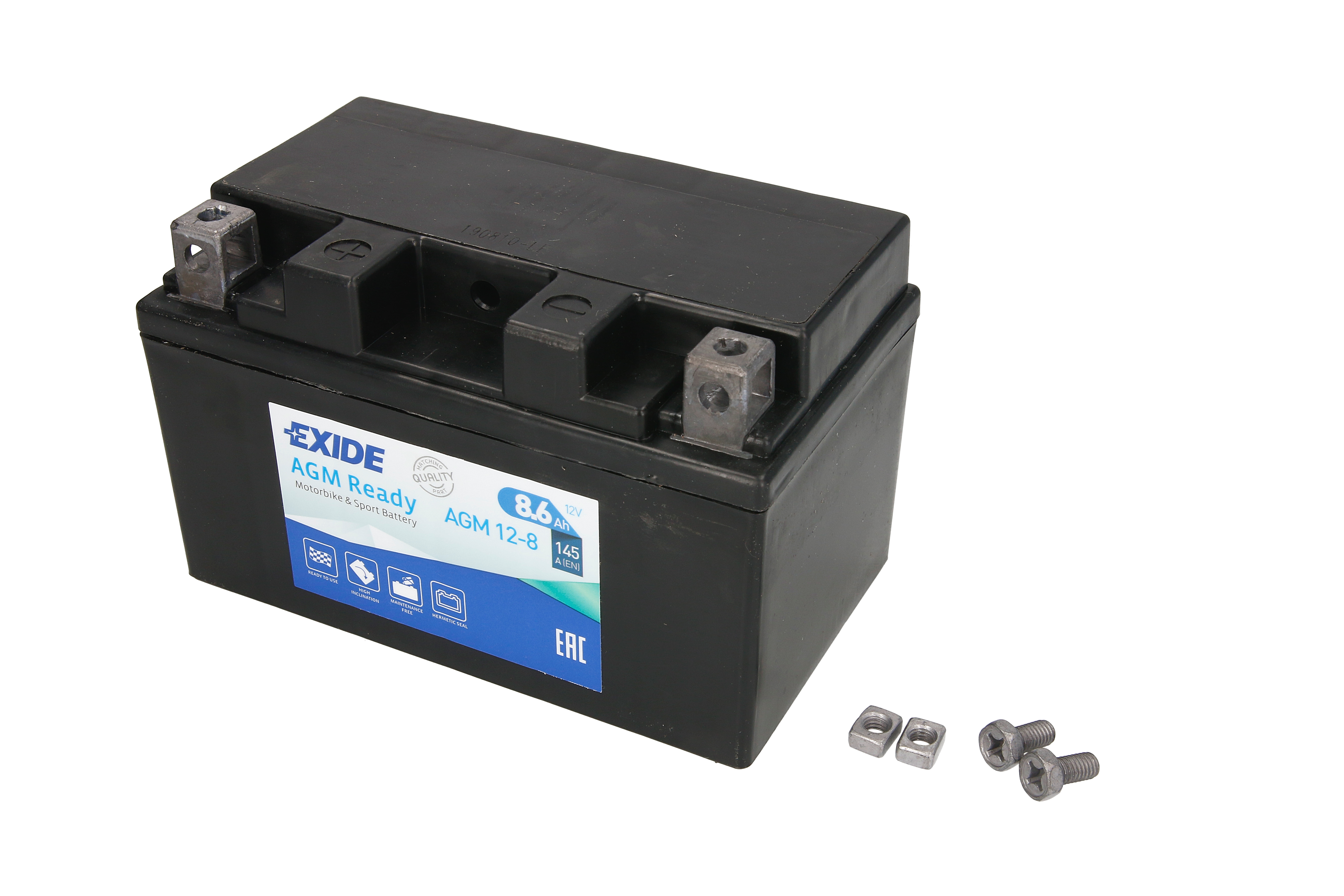 Акумулятор AGM EXIDE 12В 9Агод. 145А L+ Не обслуговується 150x90x95мм Пусковий YTZ10S-BS APRILIA RSV, TUONO, BMW S, BOMBARDIER QUEST, TRAXTER, HONDA CB, CBF, CBR, NTV, VFR, VT 50-1100 1987-2019