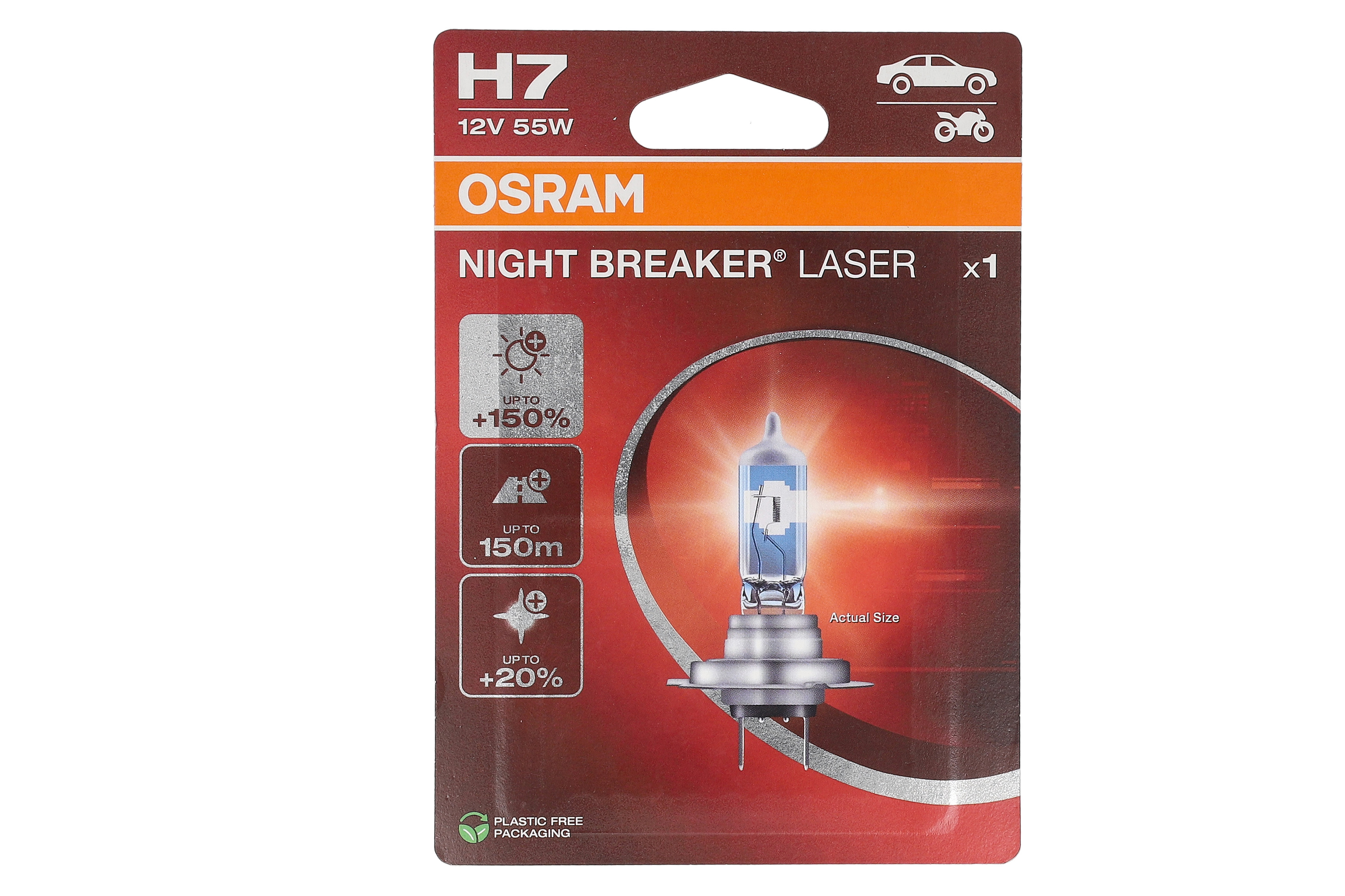 Автолампа галогенова 55W H7 12V 55W PX26D / NIGHT BREAKER® LASER - НА 150% БІЛЬШЕ СВІТЛА Н OSRAM (64210NL-1BL) osram фото 4