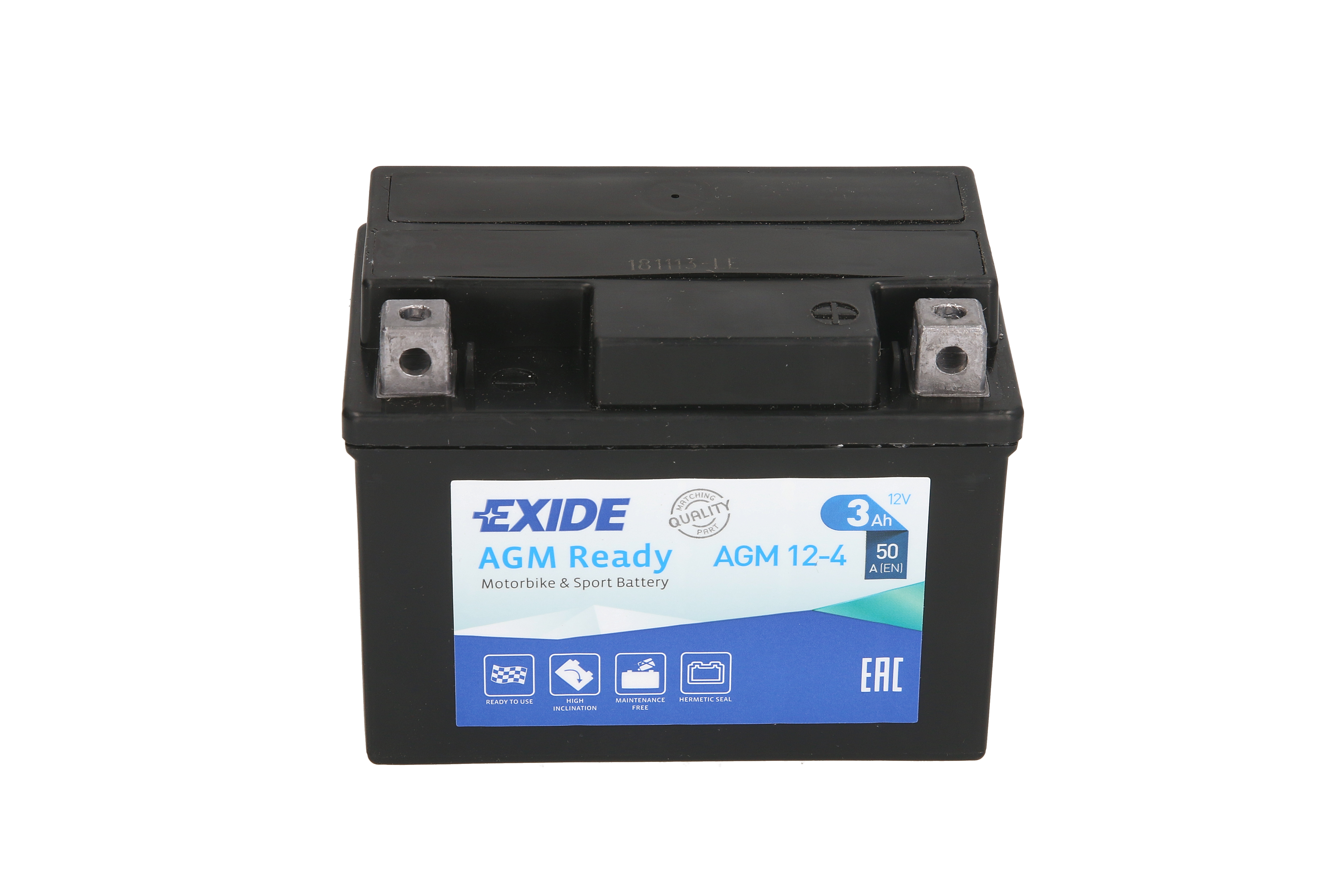 Акумулятор AGM EXIDE 12В 3Агод. 50А R+ Не обслуговується 115x70x85мм Пусковий YTX4L-BS AEON COBRA, MINIKOLT, REVO, ARCTIC CAT DVX, Y-12, BETA AFRIKA, ALP 4T, KR, QUADRA, SUPERMOTO, TEMPO 25-2993 фото 3