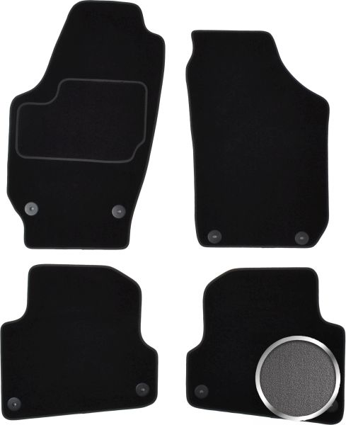 Set Covorase Auto Si Tavita Portbagaj SKODA FABIA II (542) din 2006-2014, Cauciuc, Protectie Porbagaj, 4x Stickere auto cu SKODA