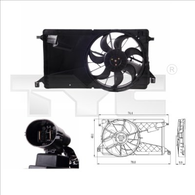 Ventilator radiator (cu carcasa) potrivit FORD C-MAX, FOCUS C-MAX, FOCUS II; MAZDA 3 1.6-2.0LPG 2003-2012 [1]