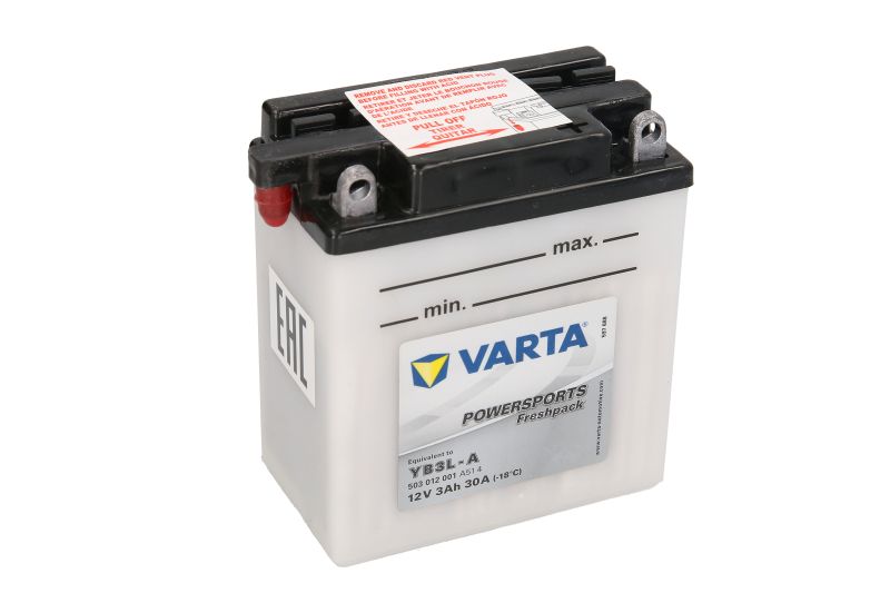 VARTA startovací baterie CAGIVA T4R 350 87, HONDA NS 50 F 90, NSR 50 S 89-00, XL 250R, 600R, 350R, 500R, 200R 82-88 (B004R9HA12, YB3L-A, YB3L-A EXIDE)