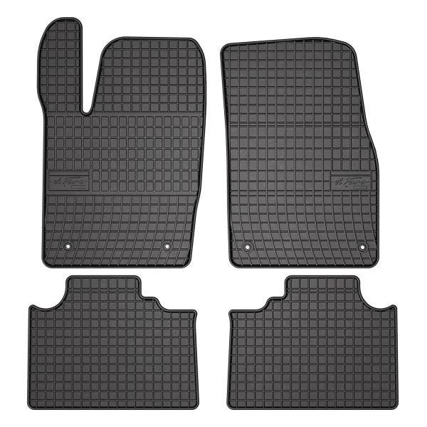 Set 5 covorase auto JEEP GRAND CHEROKEE IV (WK, WK2) din 2012-2017, cu covoras tunel median, cauciuc, 4x Stickere auto cu JEEP