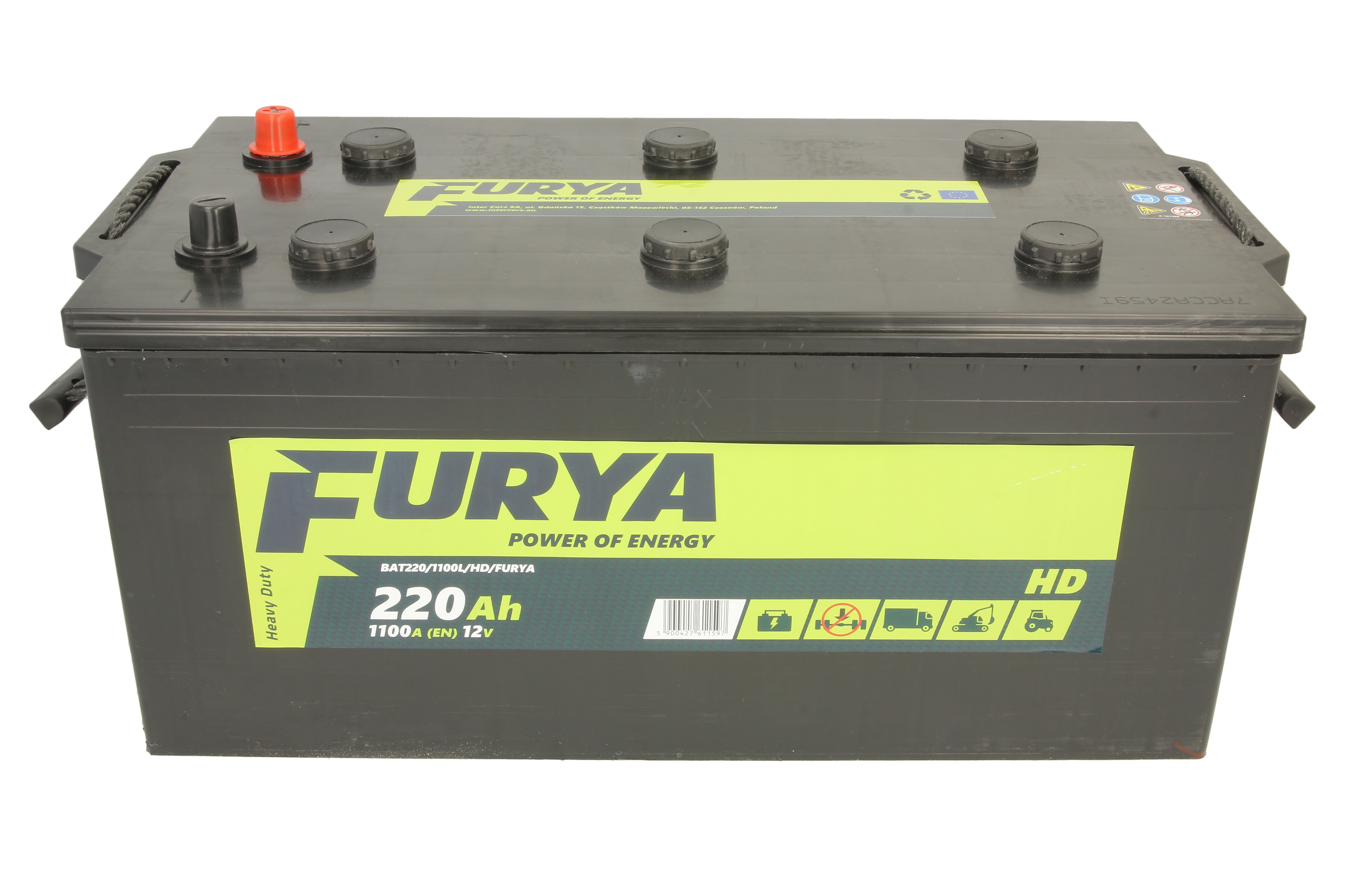 Акумулятор FURYA 220Агод./1100А HD (L+ Стандартні клеми) 513x276x242 B00 - без монтажного фланця (Пусковий) фото 3