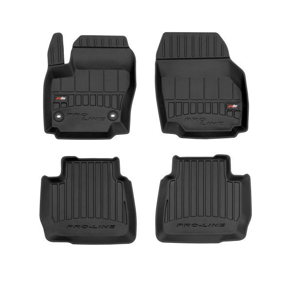 Set 5 covorase auto FORD MONDEO IV (BA7) din 2007-2014, cu covoras tunel median, cauciuc, 4x Stickere auto cu FORD