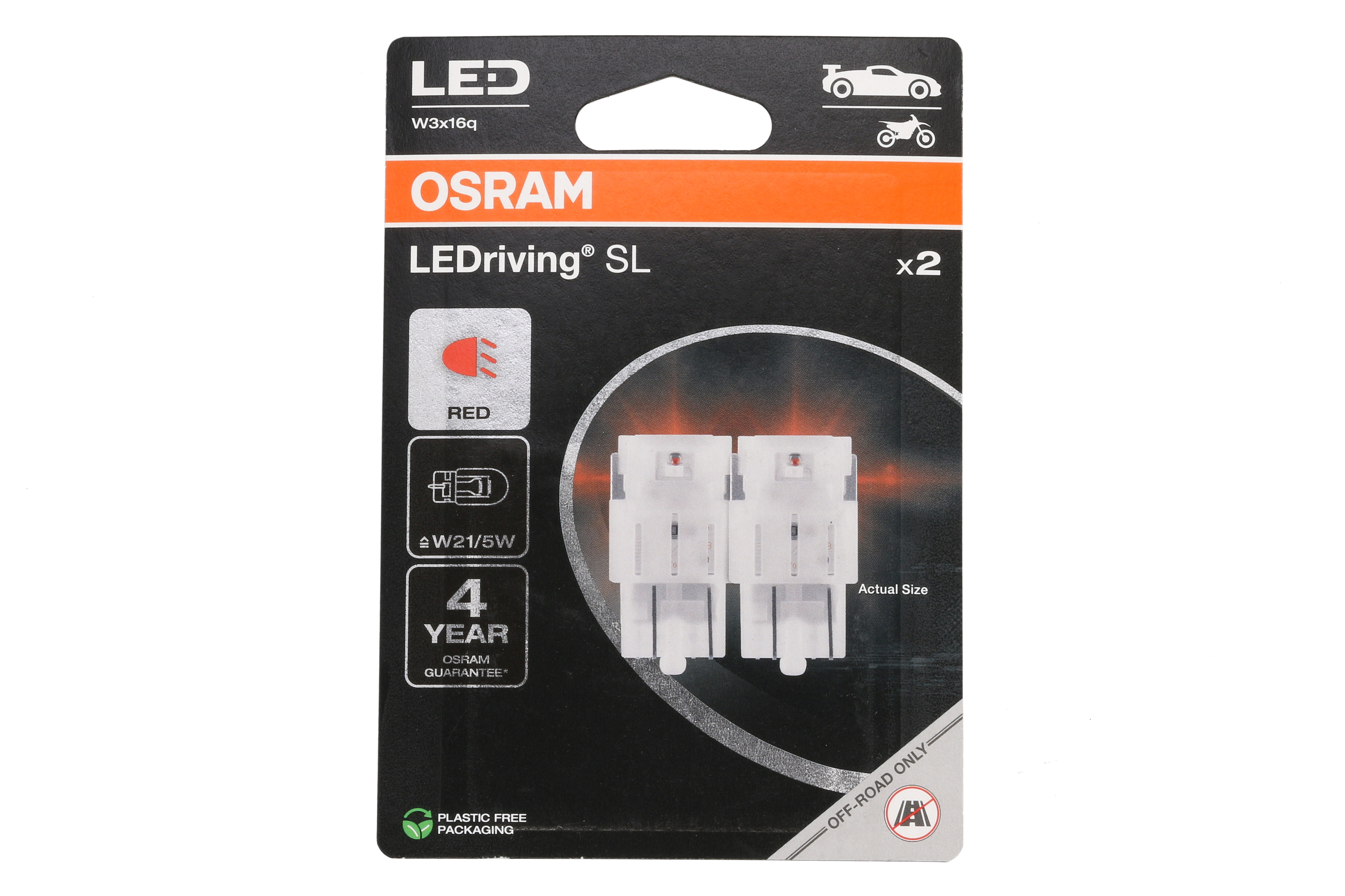 Автолампа світлодіодна W21/5W LED 12V 1.7W W3X16Q / LEDRIVING® SL / RED - ЧЕРВОНИЙ / 2 Ш OSRAM (7515DRP-2BL) osram фото 4