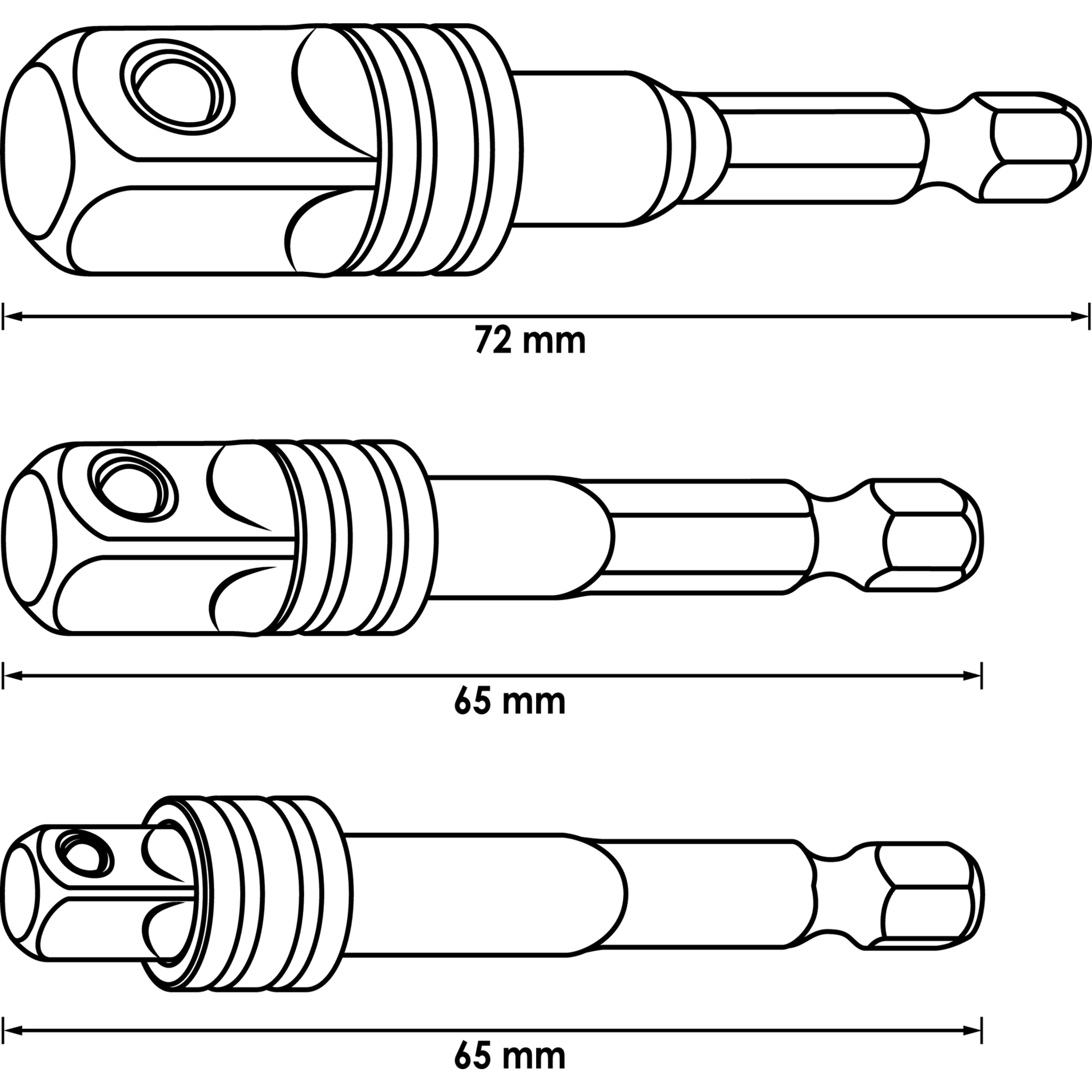 Набір перехідників для шуруповерта M6x1/2"-1/4"-3/8" 3 од. Vigor фото 8