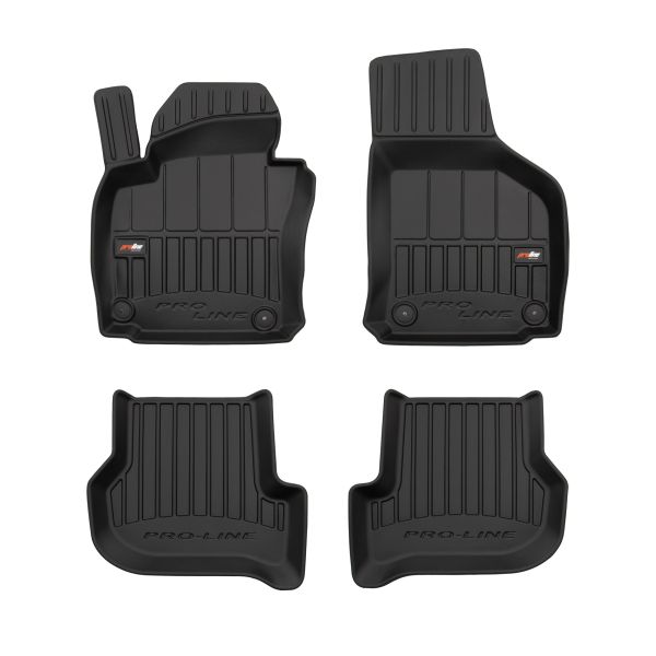 Set 5 covorase auto Volkswagen GOLF VI (5K1) din 2011-2016, cu covoras tunel median, cauciuc, 4x Stickere auto cu Volkswagen
