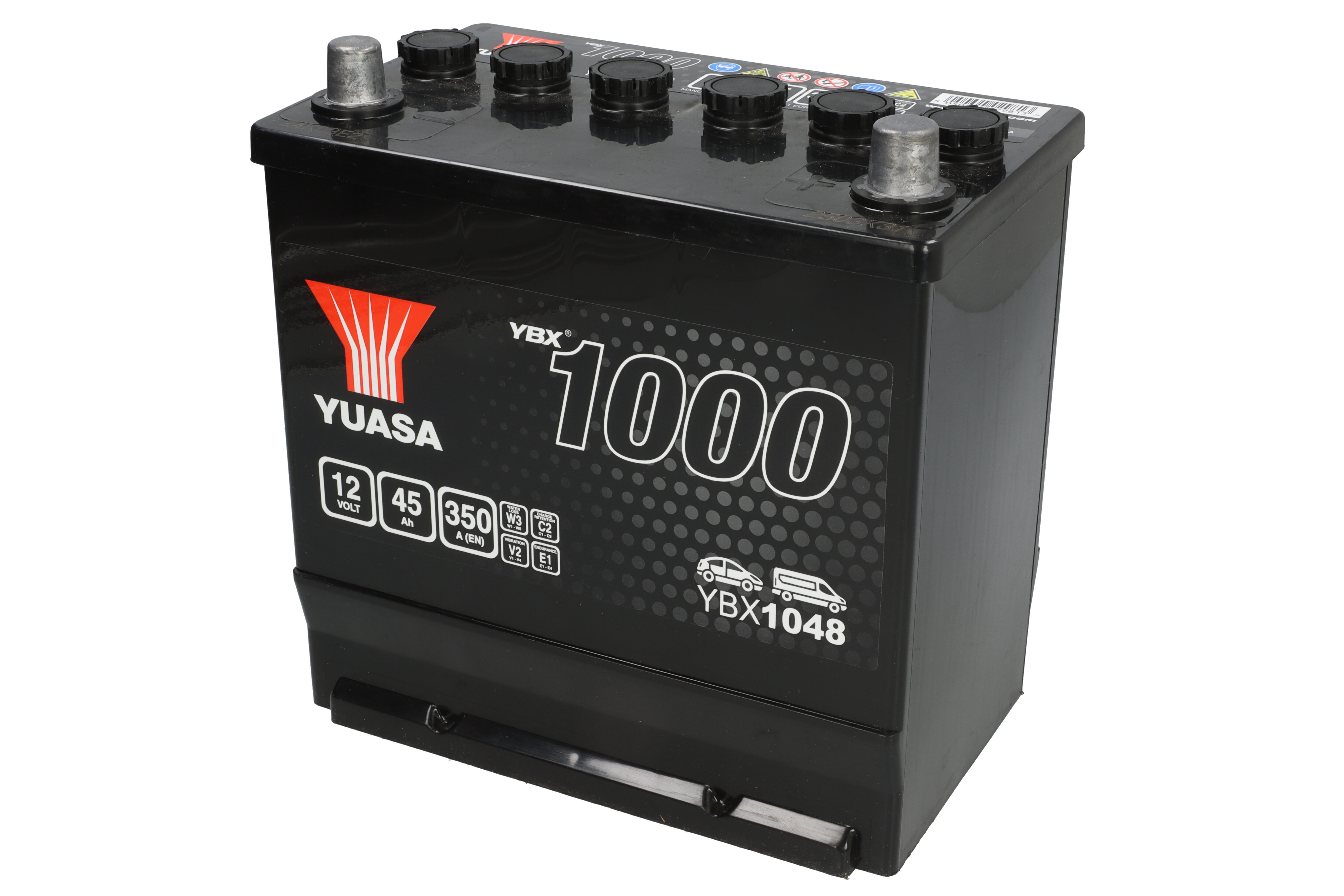 Акумулятор YUASA 12В 45Агод./350А YBX1000 CaCa (R+ стандартні клеми) 220x135x225 (пусковий)