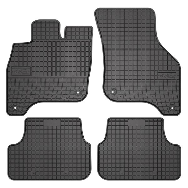 Set 5 covorase auto Volkswagen GOLF VII (5G1, BQ1, BE1, BE2) din 2014-2015, cu covoras tunel median, cauciuc, 4x Stickere auto cu Volkswagen