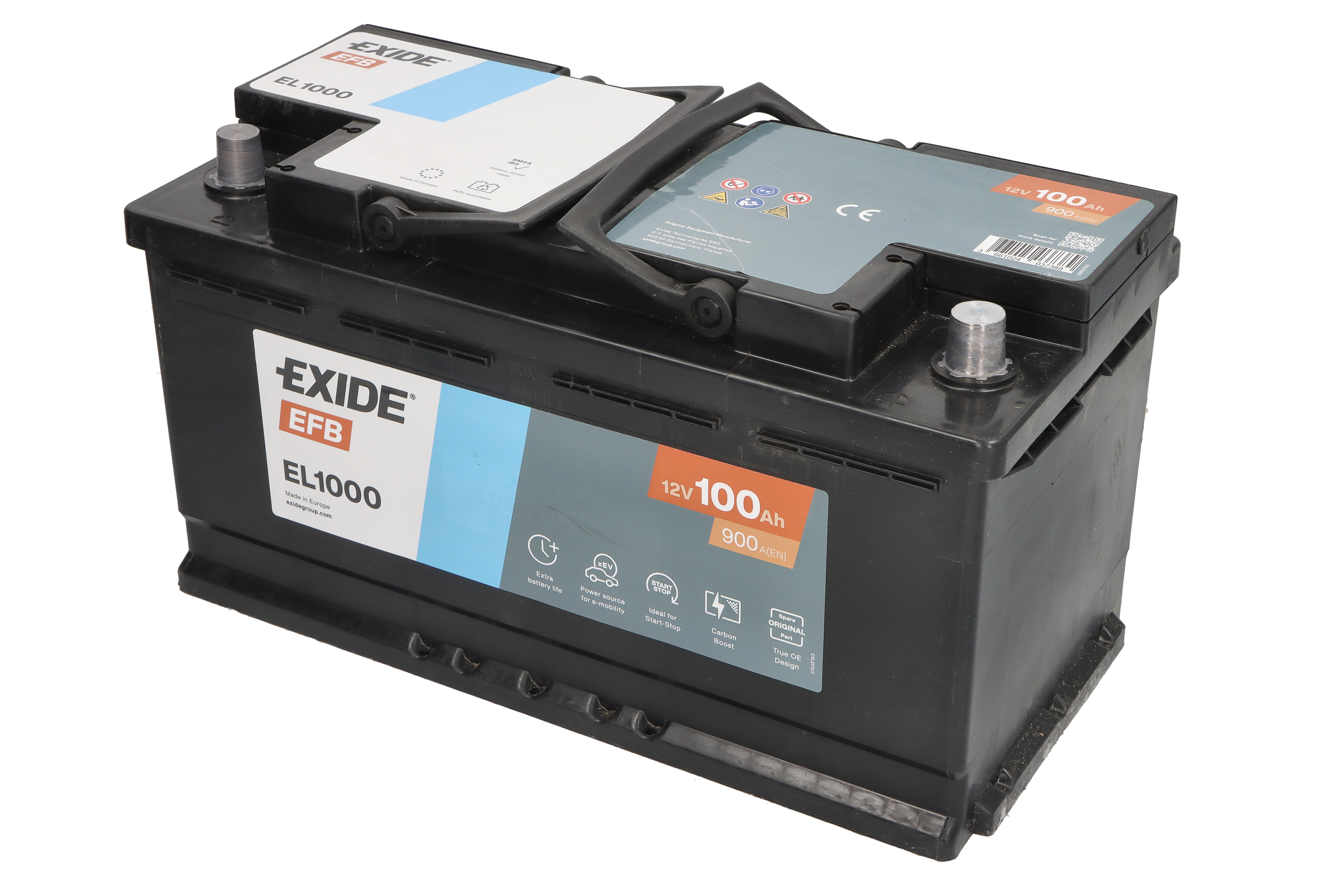 Акумуляторна батарея 100Ah/900A (353x175x190/+R/B13) (Start-Stop EFB) Exide фото 4