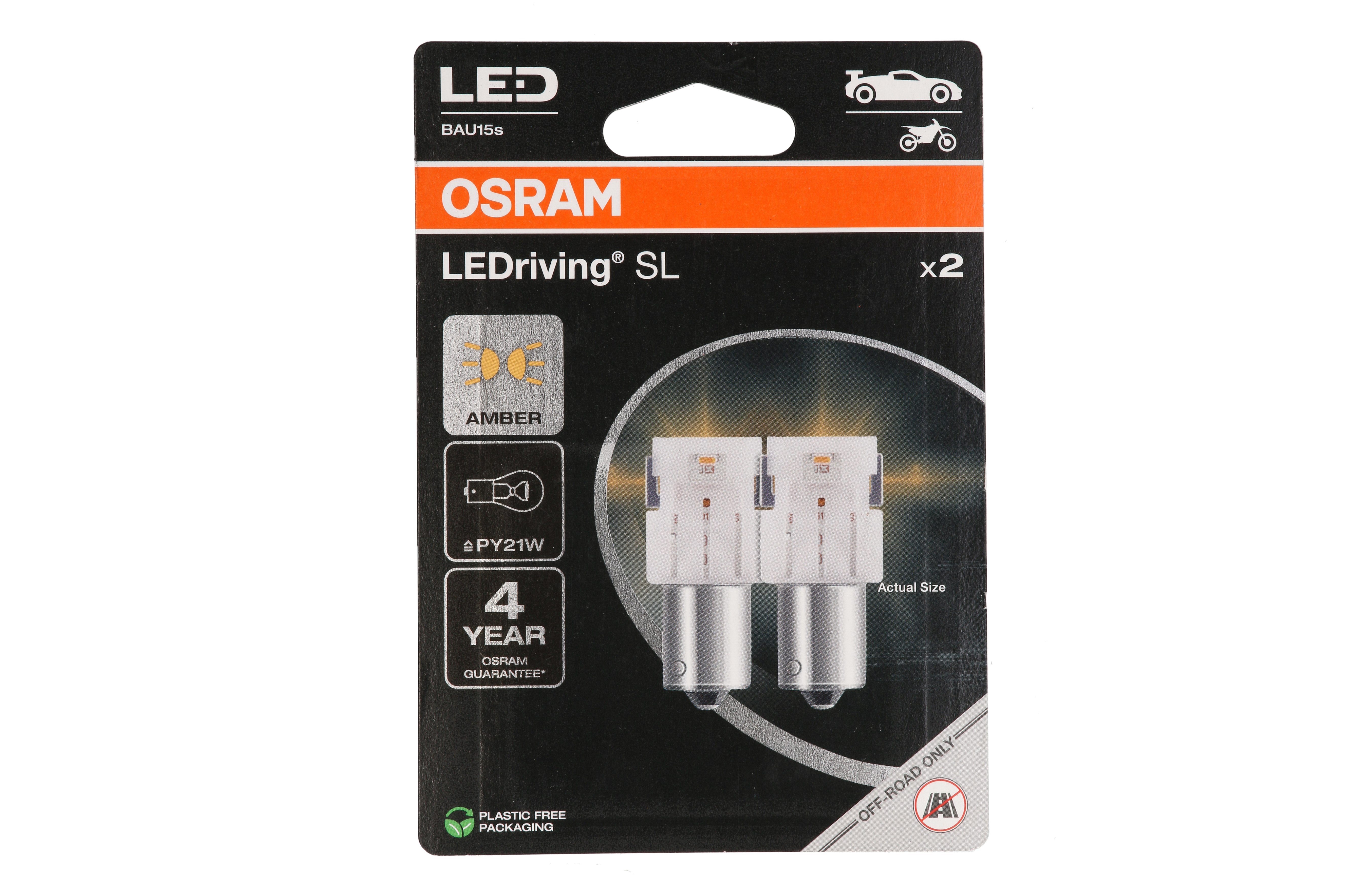 Автолампа світлодіодна PY21W LED 12V 1.3W BAU15S / LEDRIVING® SL / YELLOW - ЯНТАРНИЙ-ЖОВ OSRAM (7507DYP-2BL) osram фото 4