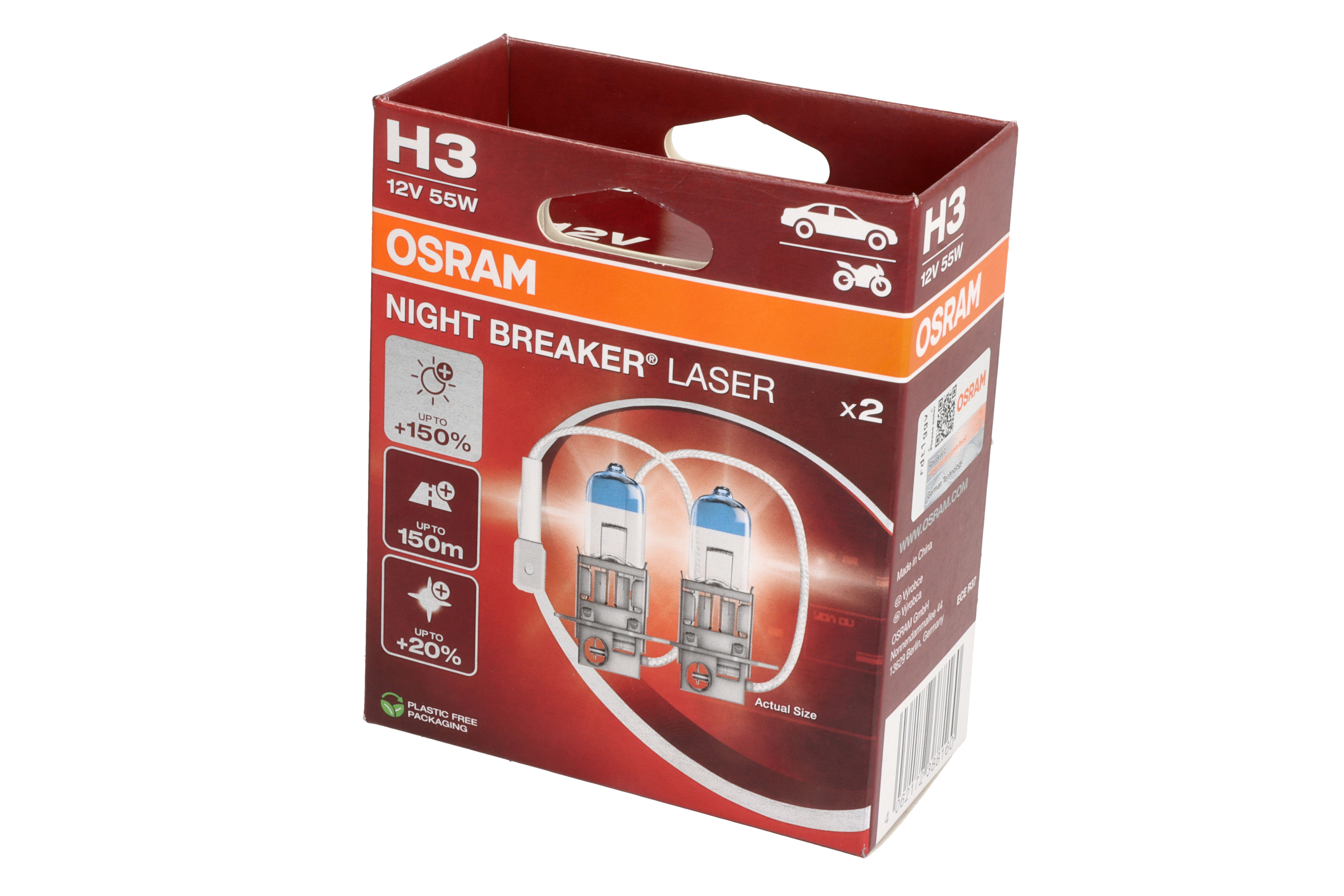 Автолампа галогенова 55W H3 12V 55W PK22S / NIGHT BREAKER® LASER - НА 150% БІЛЬШЕ СВІТЛА Н OSRAM (64151NL-2HB) osram фото 4