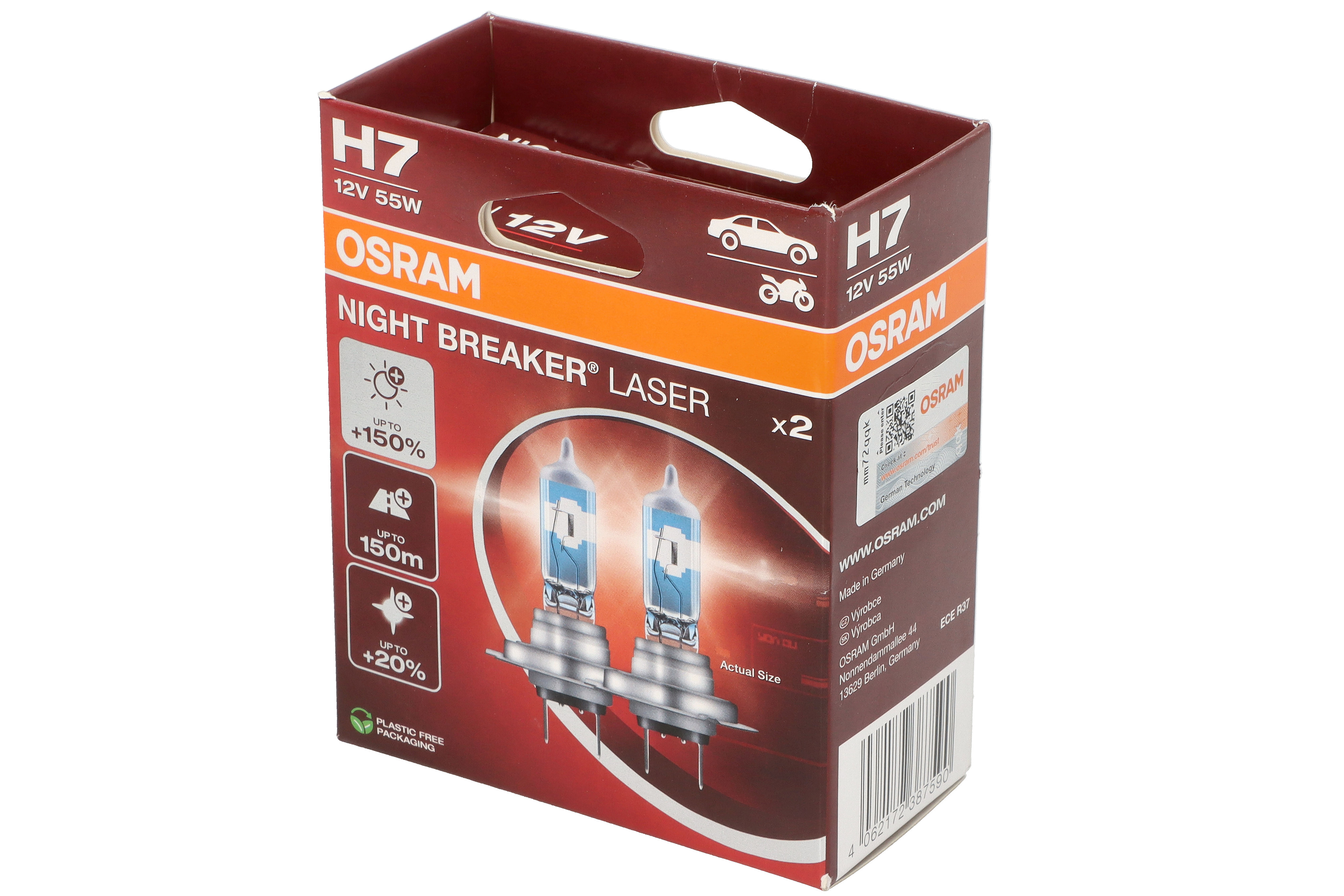 Автолампа галогенова 55W H7 12V 55W PX26D / NIGHT BREAKER® LASER - НА 150% БІЛЬШЕ СВІТЛА Н OSRAM (64210NL-2HB) osram фото 4