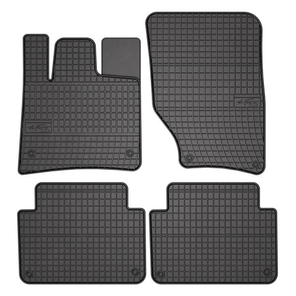 Set 5 covorase auto AUDI Q7 (4LB) din 2004-2008, cu covoras tunel median, cauciuc, 4x Stickere auto cu AUDI