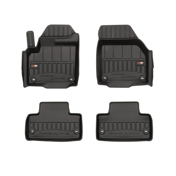 Set 5 covorase auto LAND ROVER RANGE ROVER EVOQUE (L538) din 2019-2021, cu covoras tunel median, cauciuc, 4x Stickere auto cu LAND ROVER