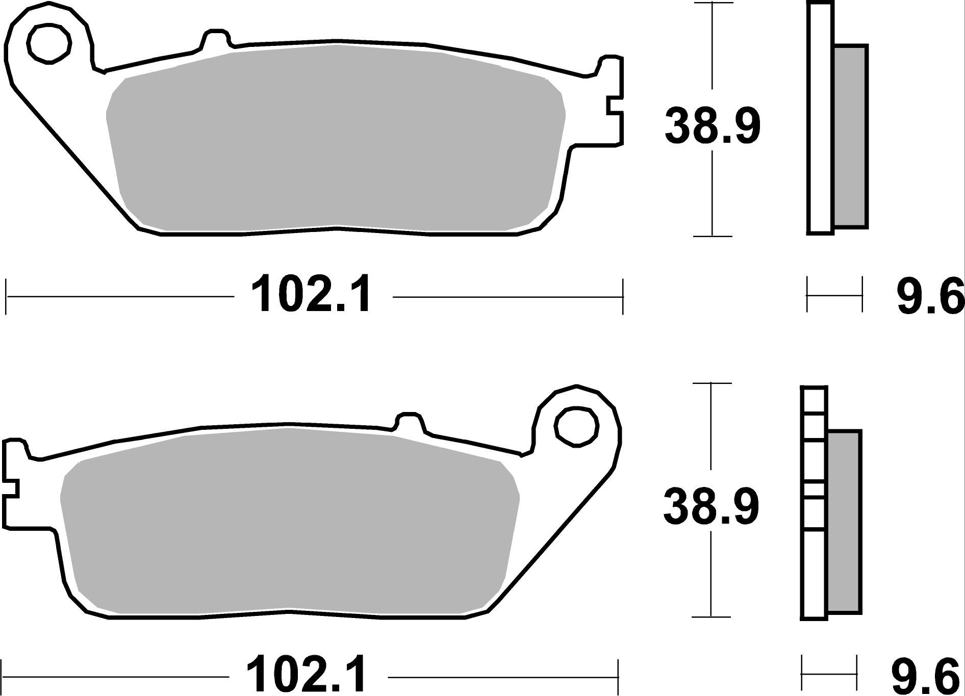 BREMBO sada brzdových destiček, kotoučová brzda CAGIVA NAVIGATOR 1000 01-05, DAELIM ROADWIN 125 04-06, VL 125 (DAYSTAR), (DAYSTAR CL.) 03-06, HONDA CB 1000 F 93-96, CBF 500 04-07, CBR 600 F 95-98, FJS 600 D (SILVER WING), A (SILVER WING ABS), (SILVER WING