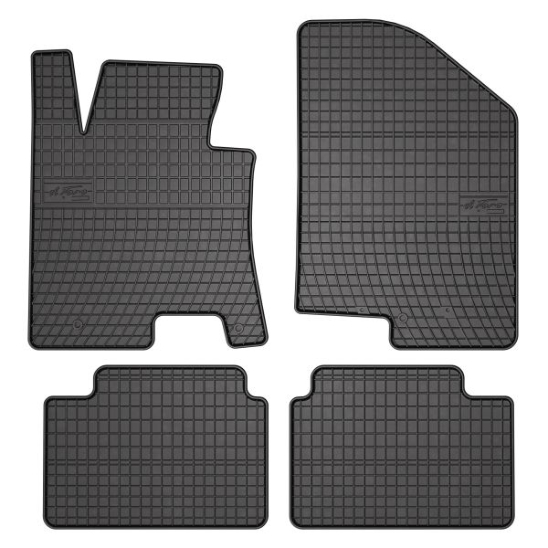 Set 5 covorase auto KIA CEE'D (JD) din 2013-2019, cu covoras tunel median, cauciuc, 4x Stickere auto cu KIA