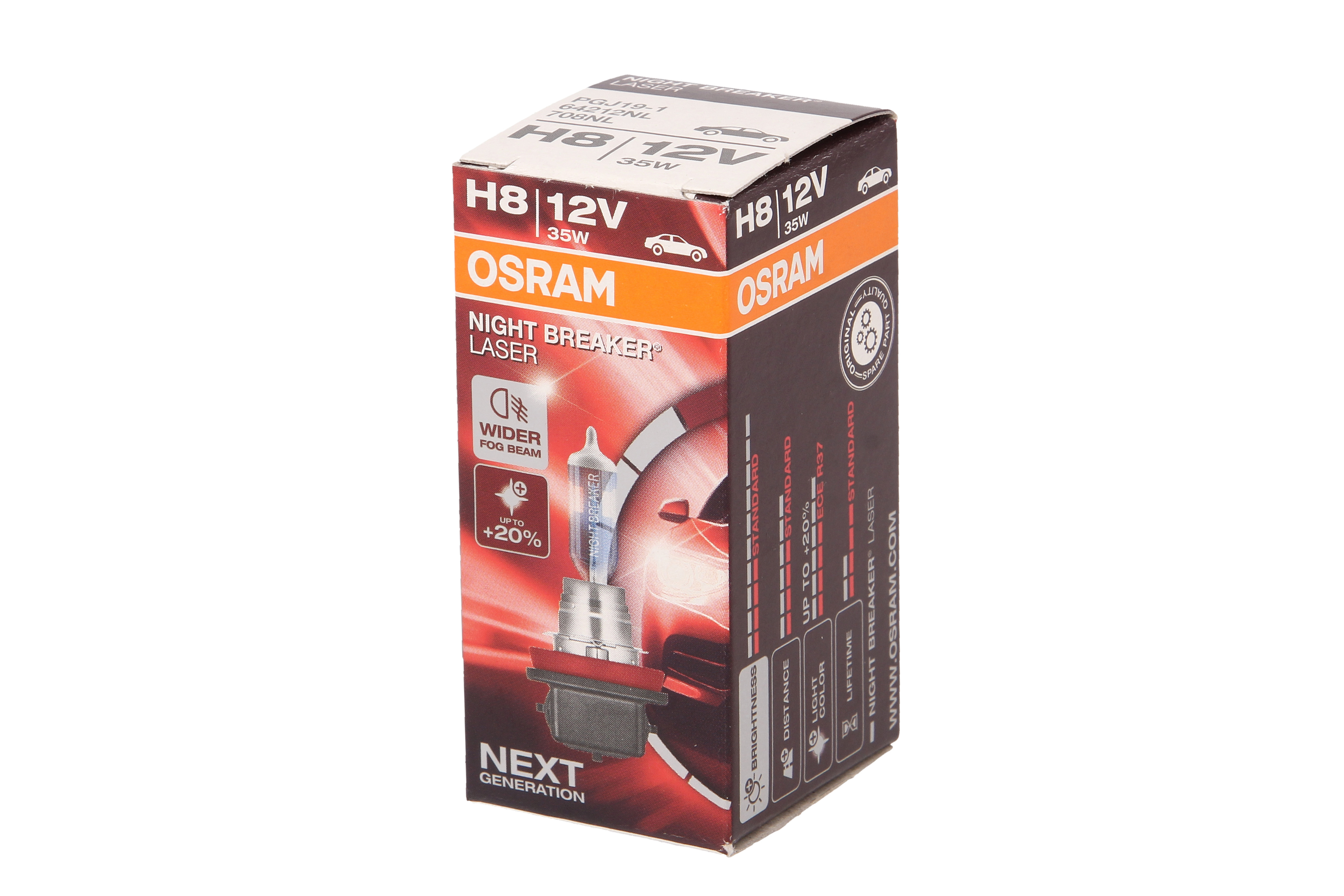 Автолампа галогенова 35W H8 12V 35W PGJ19-1 / NIGHT BREAKER® LASER - НА 150% БІЛЬШЕ СВІТЛА OSRAM (64212NL) osram фото 3