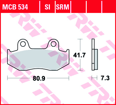 TRW MOTO sada brzdových destiček, kotoučová brzda HONDA ATC 350X, 250R 85-00, CH 250 (SPACY), (ELITE) 85-86, CN 250 (HELIX), (ELITE) 85-99, CR 250, 125R, 50R 84-01, FTR 250 86, LEAD 100 00, MTX 125 RWF, RF, R2F 85-95, NES 150, 125 00-06, RX 250 RE 84, SCV