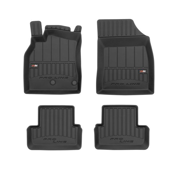 Set 5 covorase auto RENAULT MEGANE III Grandtour (KZ0/1) din 2013-2020, cu covoras tunel median, cauciuc, 4x Stickere auto cu RENAULT