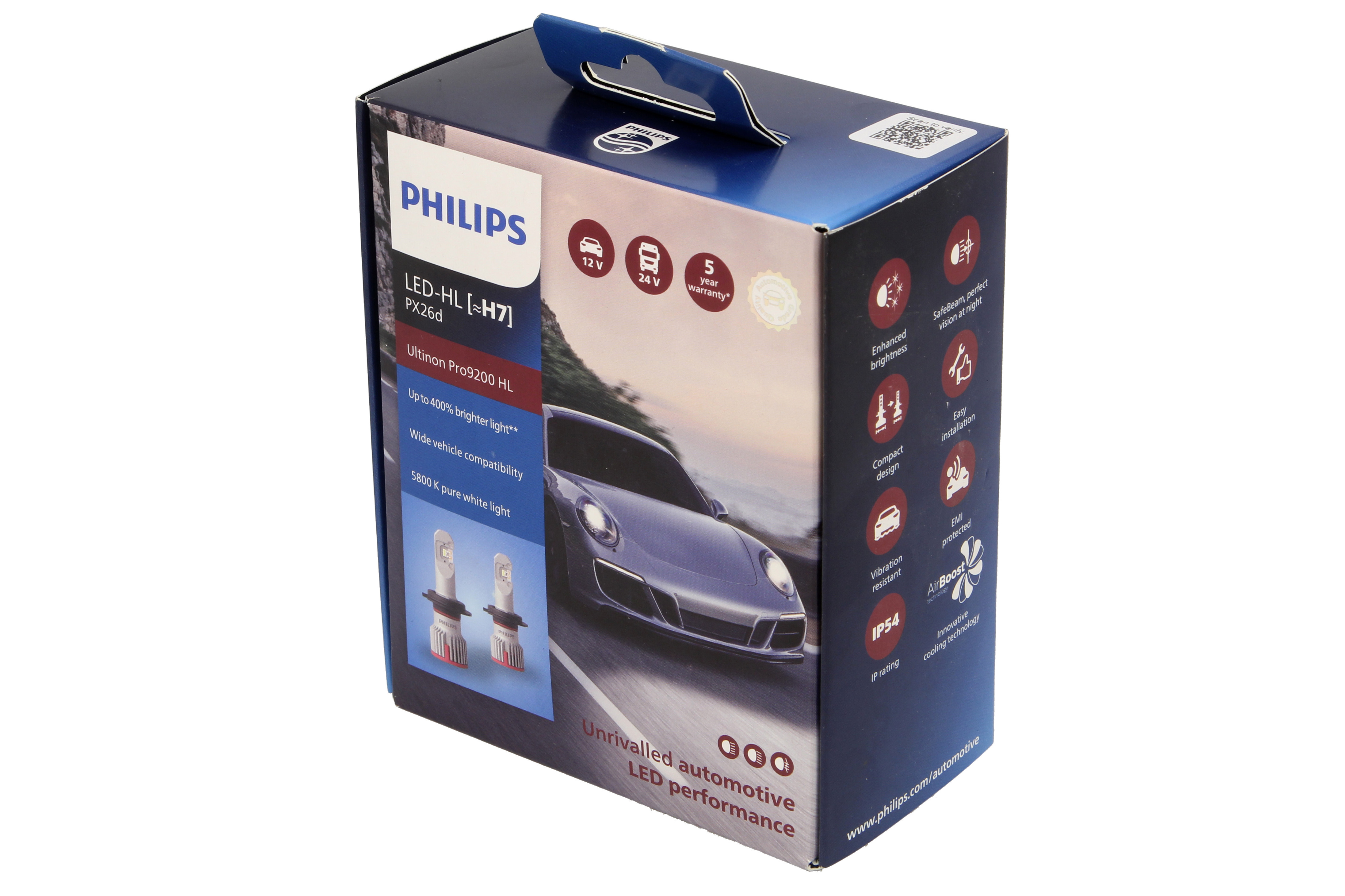 Комплект світлодіодних автоламп H7 LED 12/24V 21W 5800K PX26D / LED ULTINON PRO9200 HL - НА 400% PHILIPS (11972U92X2) Philips фото 4