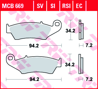 TRW MOTO sada brzdových destiček, kotoučová brzda APRILIA MXV 450 08-15, RXV 450, 550 05-15, BETA FACTORY 450 09, RR 400 (ENDURO), 450 (ENDURO), 450 (ENDURO 4T), 250 (M) 4T, 498 (ENDURO 4T), 525 (ENDURO), 520 (ENDURO 4T), 350 4T, 450 (CROSS COUNTRY 4T) 08