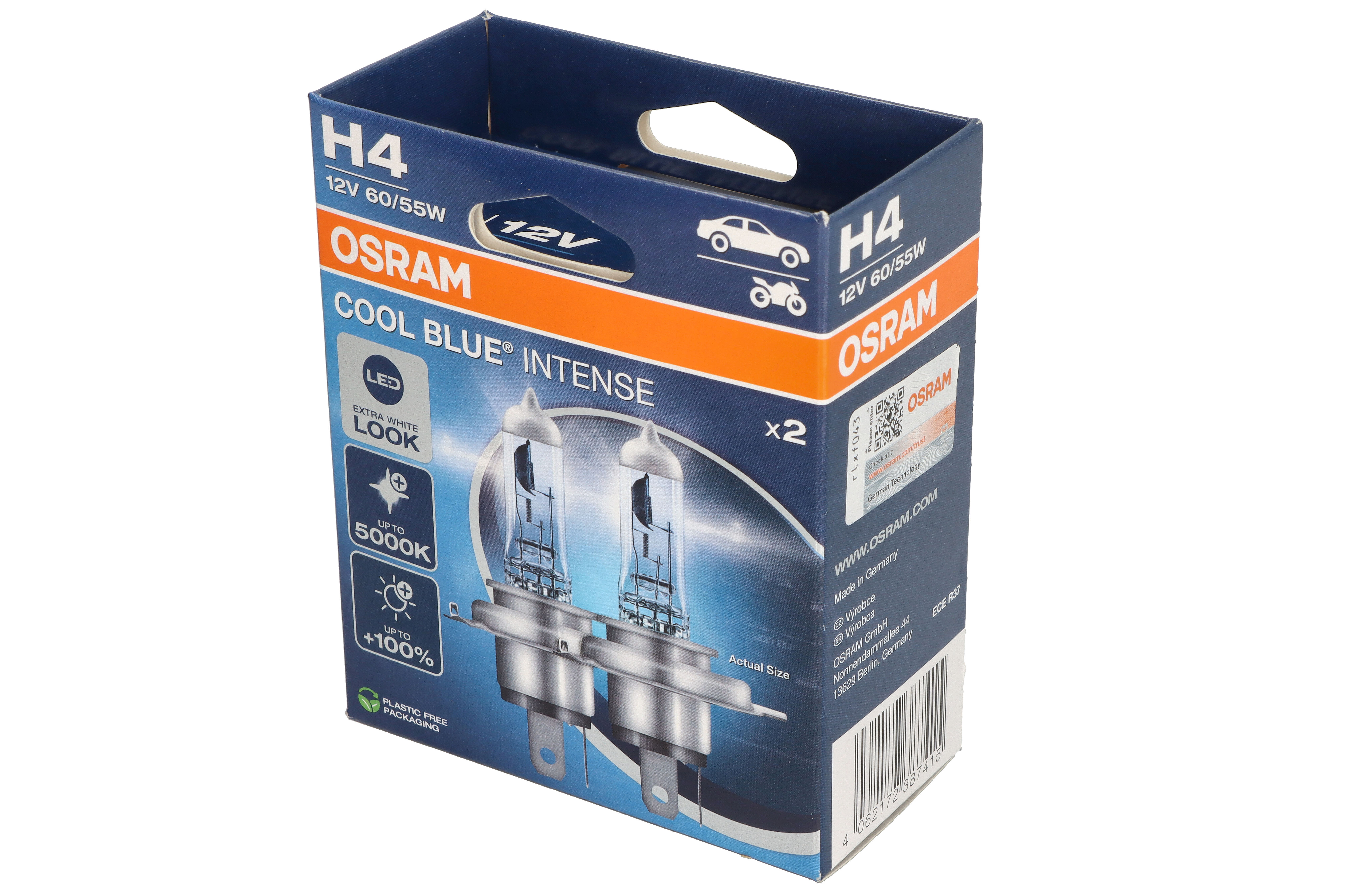 Автолампа галогенова 60/55W H4 12V 60/55W 5000K P43T / COOL BLUE INTENSE NEXT GEN - НА 100% Б OSRAM (64193CBN-2HB) osram фото 4
