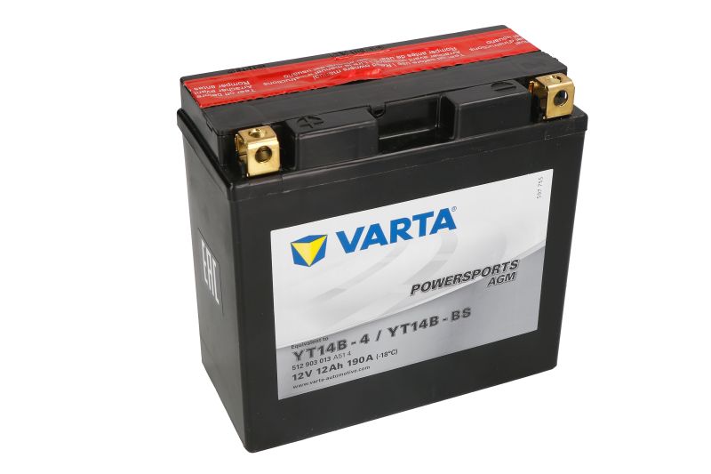 VARTA startovací baterie YAMAHA BT 1100 (BULLDOG) 02-06, FJ 1200 A (ABS) 84-93, FJR 1300 ES, AS ABS, A (ABS), AS, AE, A 01-20, FZS 1000 (FAZER) 01-05, MT-01 1700 04-11, XJR 1300 SP 98-16, XV 1900A (MIDNIGHT STAR), 1700 (ROAD STAR WARRIOR), 1900 (ROADLINER