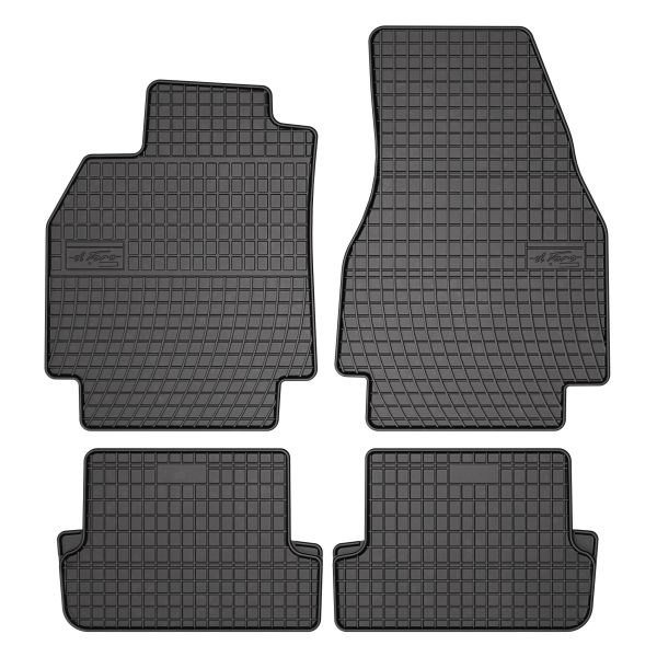 Set 5 covorase auto RENAULT MEGANE II Estate (KM0/1_) din 2003-2012, cu covoras tunel median, cauciuc, 4x Stickere auto cu RENAULT