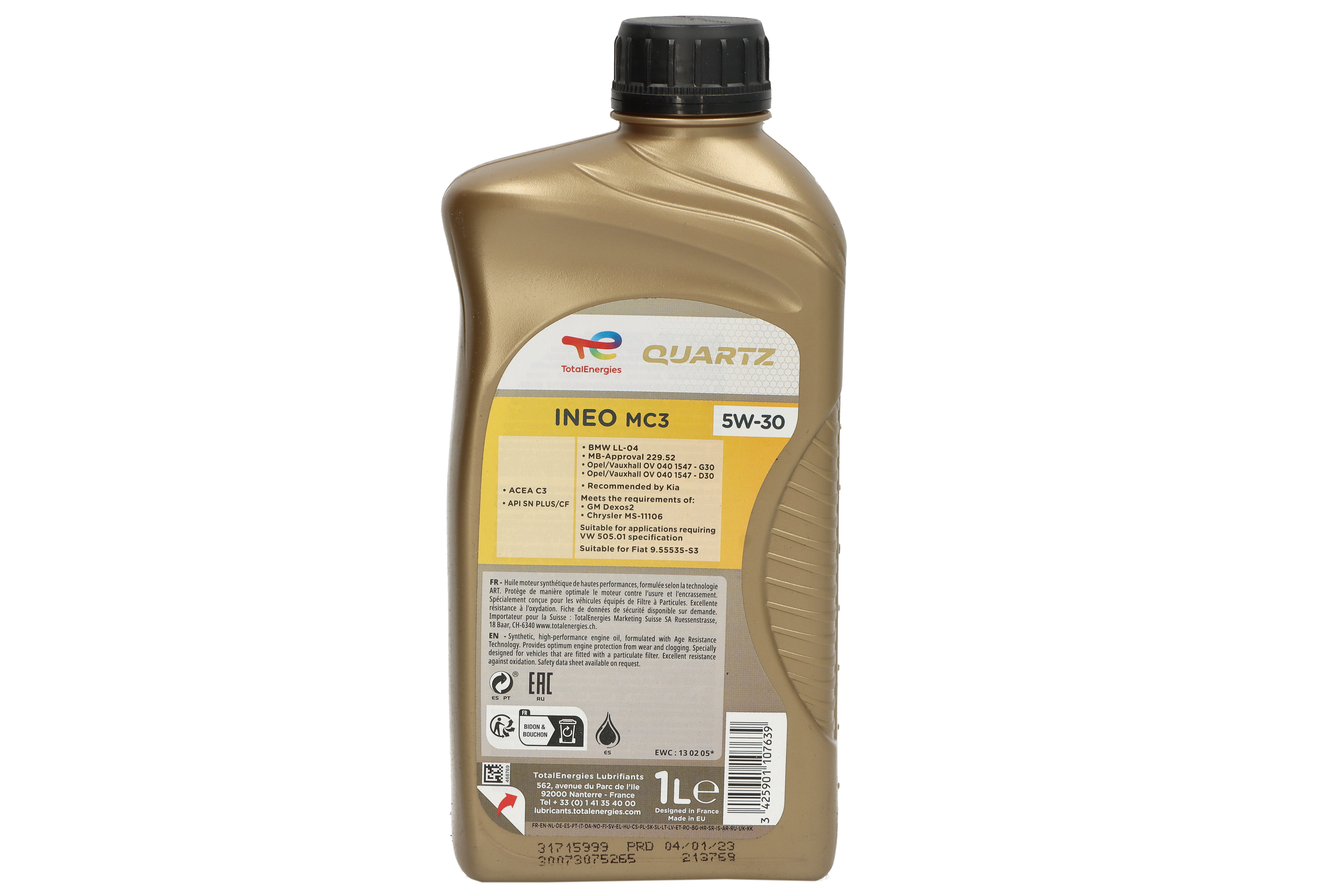 Моторна олива Quartz INEO (5L) 5W30 ,API CF, SN+, BMW LL-04, CHRYSLER MS-11106, DEXOS 2, FIAT 9.55535 S3, HYUNDAI, KIA, MB 229.52, OPEL OV0401547-D30, OPEL OV0401547-G30, VW 505.01 фото 9