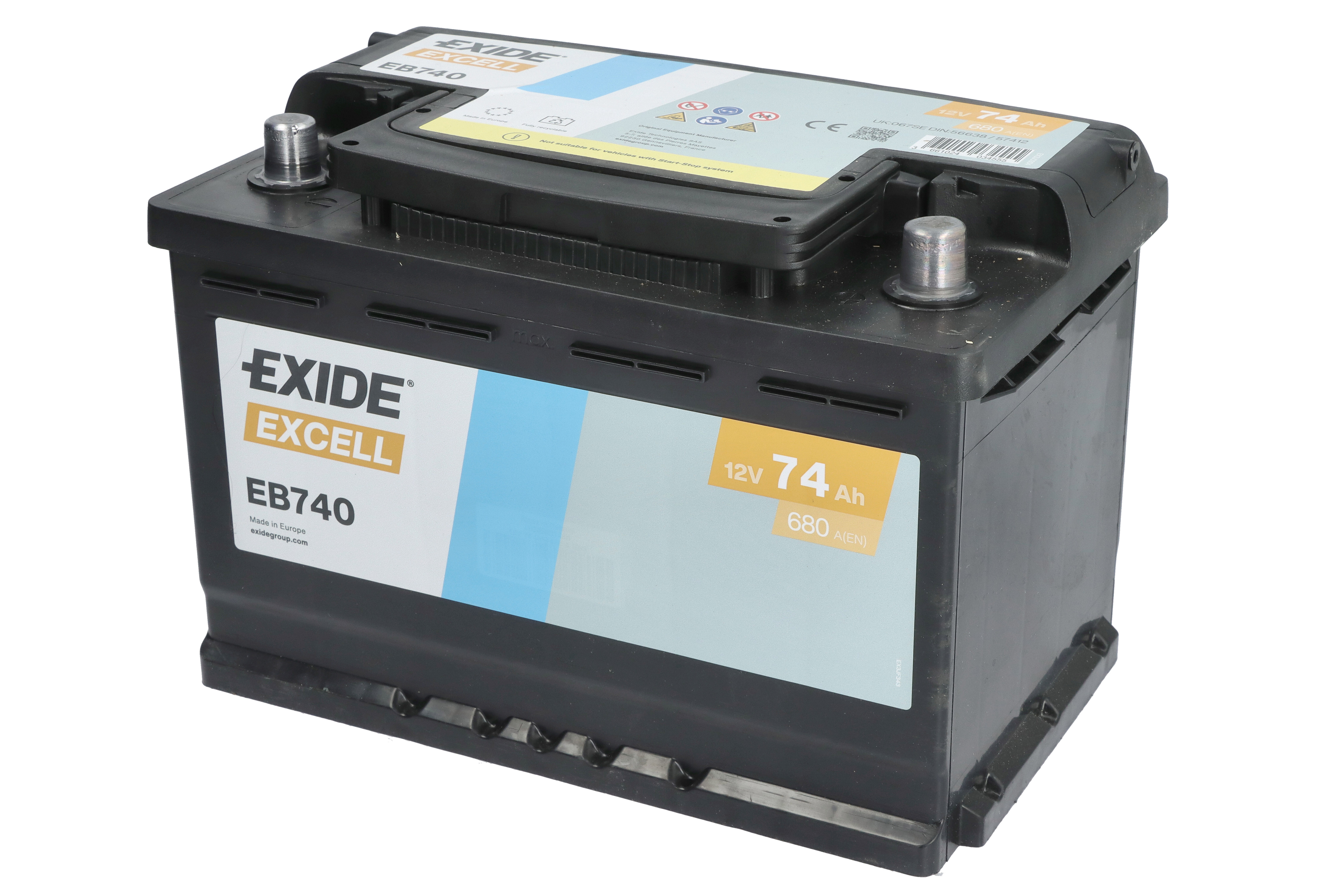 Акумуляторна батарея 74Ah/680A (278x175x190/+R/B13) Excell Exide фото 7