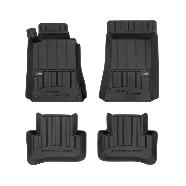 Set 5 covorase auto MERCEDES-BENZ C-CLASS (W203) din 2016-2023, cu covoras tunel median, cauciuc, 4x Stickere auto cu MERCEDES-BENZ