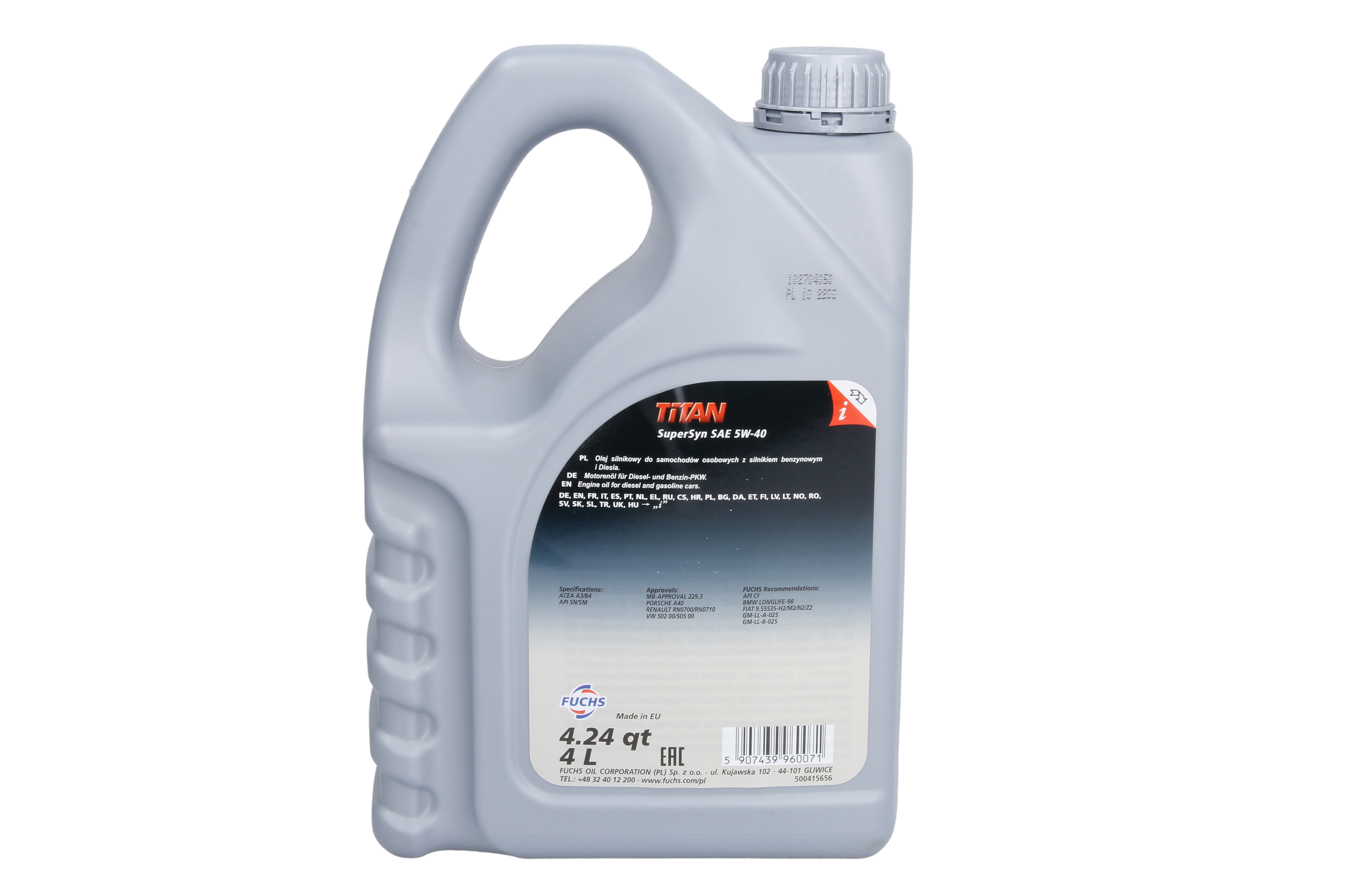 Моторна олива TITAN (4L) 5W40 ,API SM, SN, ACEA A3, B4, MB 229.3, PORSCHE A40, RENAULT RN 0700, RENAULT RN 0710, VW 502.00, VW 505.00 фото 2