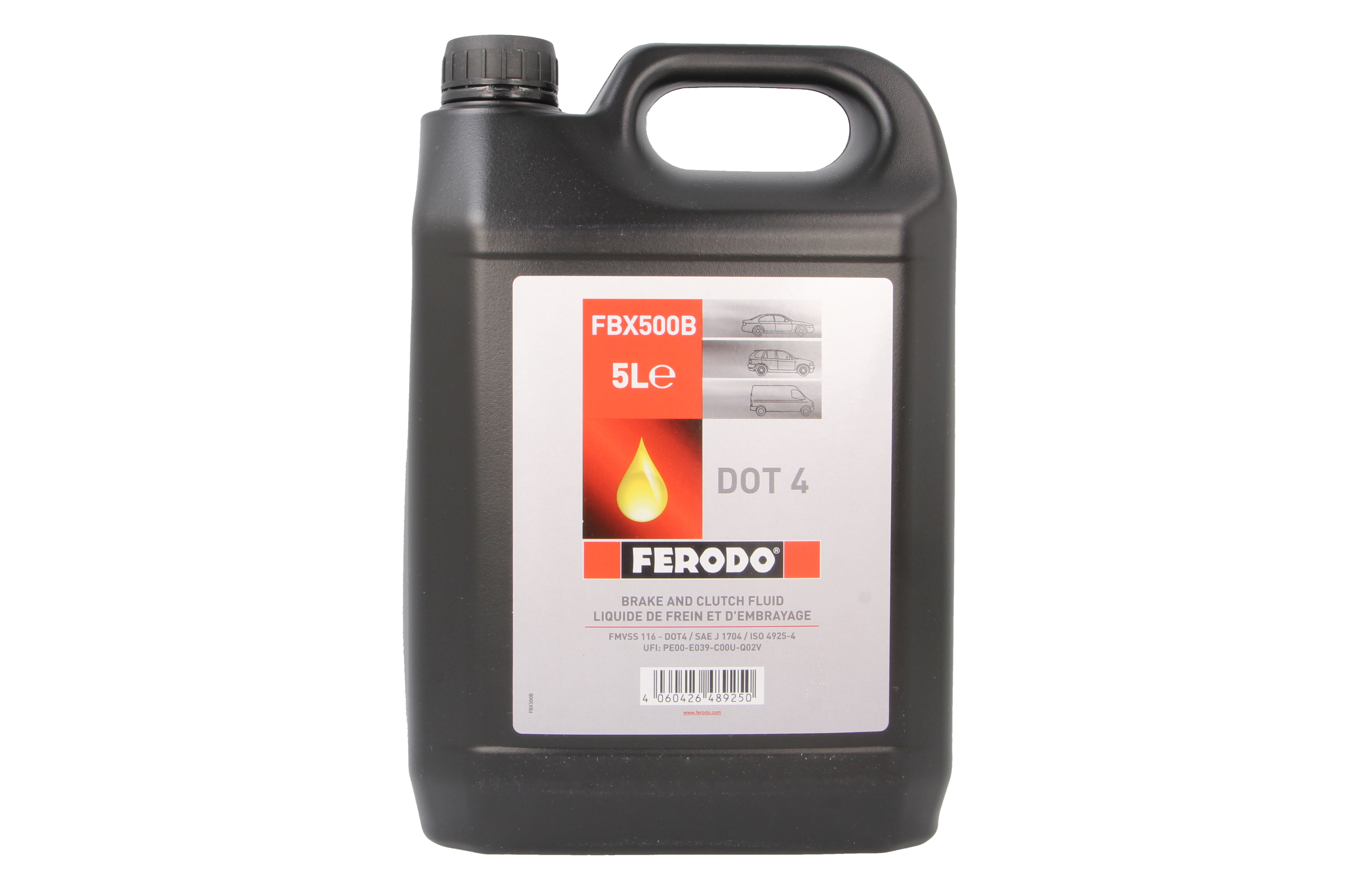 Рідина гальмівна DOT 4 5л DOT4 5L (4 X 5L) ТОЧКА КИПІННЯ 240°C FERODO (FBX500B) Ferodo фото 3