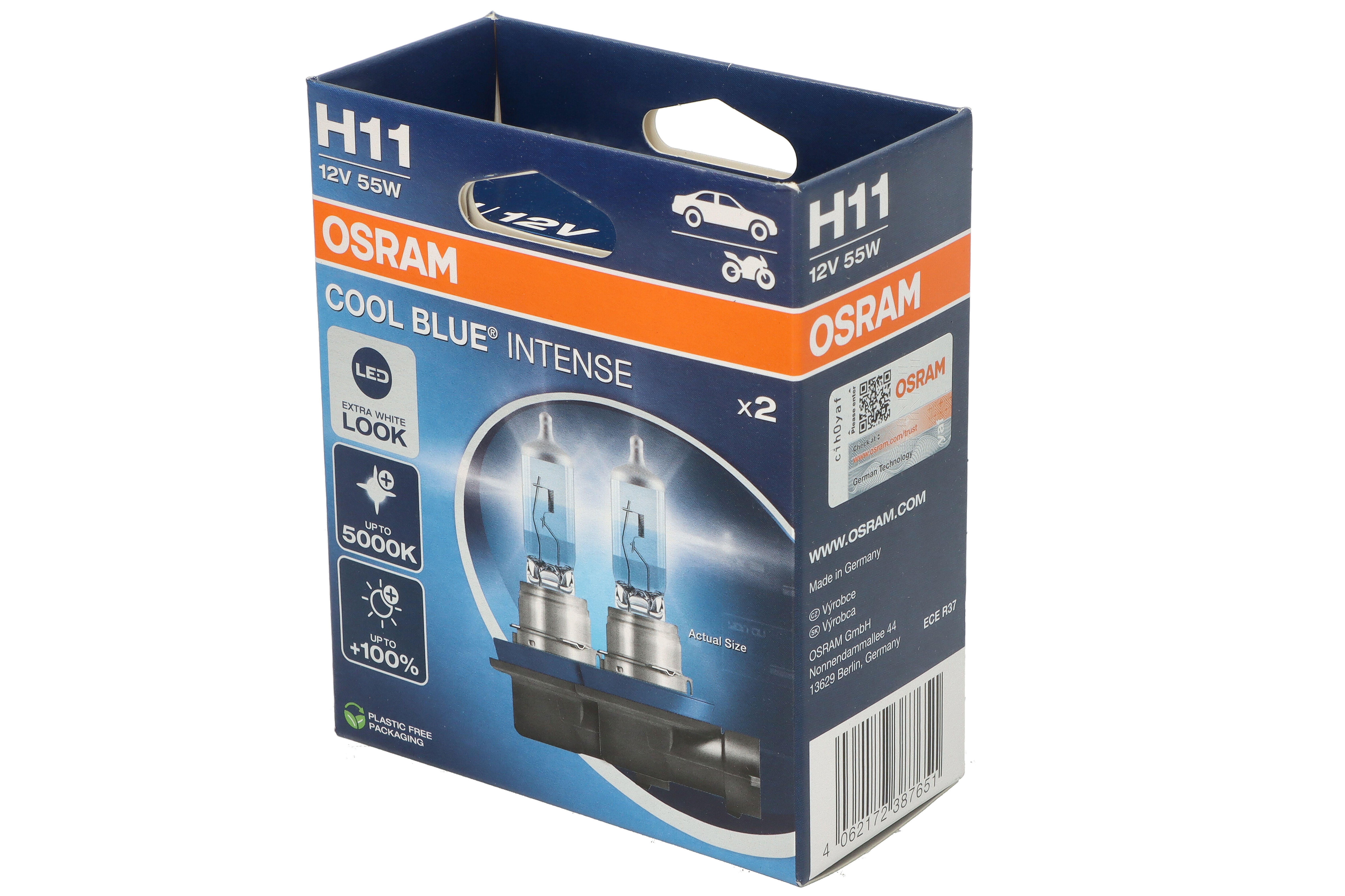 Автолампа галогенова 55W H11 12V 55W 5000K PGJ19-2 / COOL BLUE INTENSE NEXT GEN - НА 100% OSRAM (64211CBN-2HB) osram фото 4
