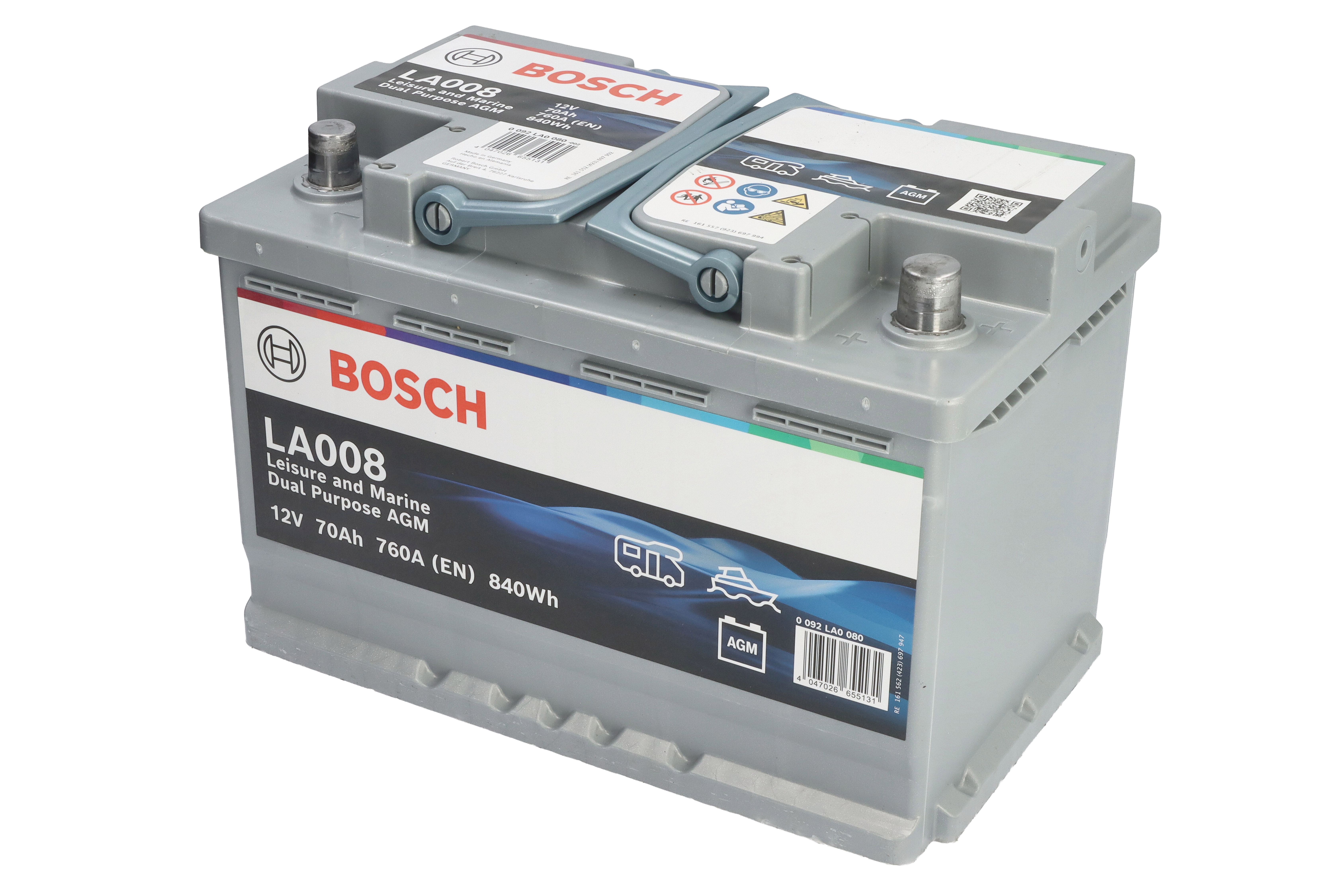 Акумуляторна батарея 70А АКБ BOSCH ТЯГОВИЙ L DUAL PURPOSE AGM ПРАВ [+] 12V 70AH 760A 278*1 (0 092 LA0 080) Bosch фото 3